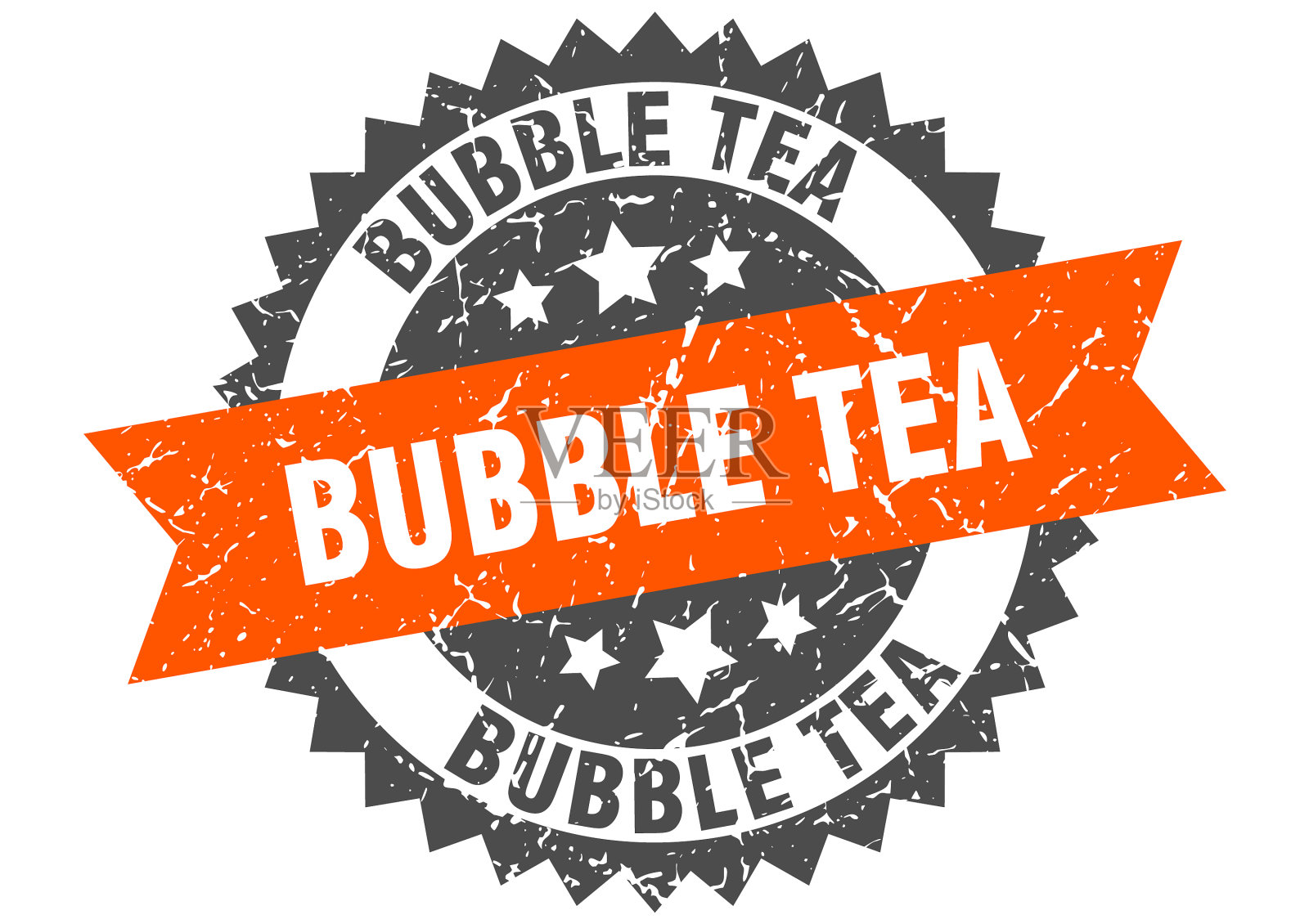 珍珠茶邮票垃圾圆形标志用缎带插画图片素材