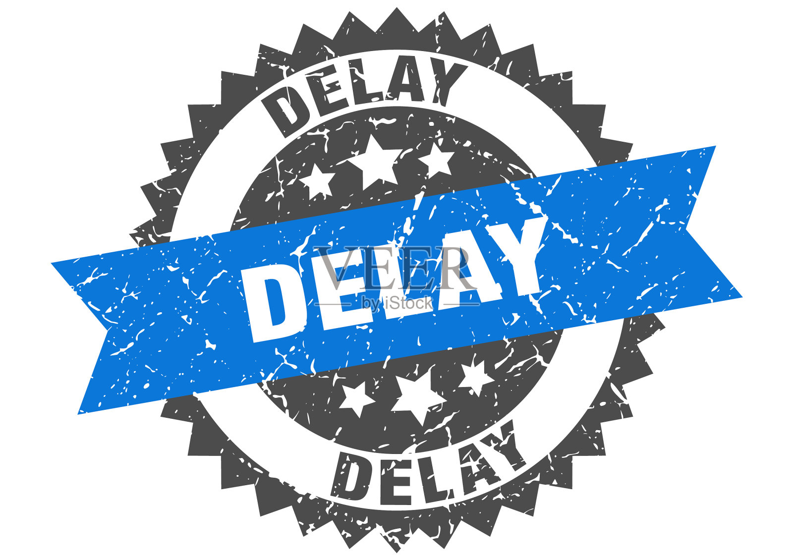 延迟stamp grunge round sign with ribbon插画图片素材