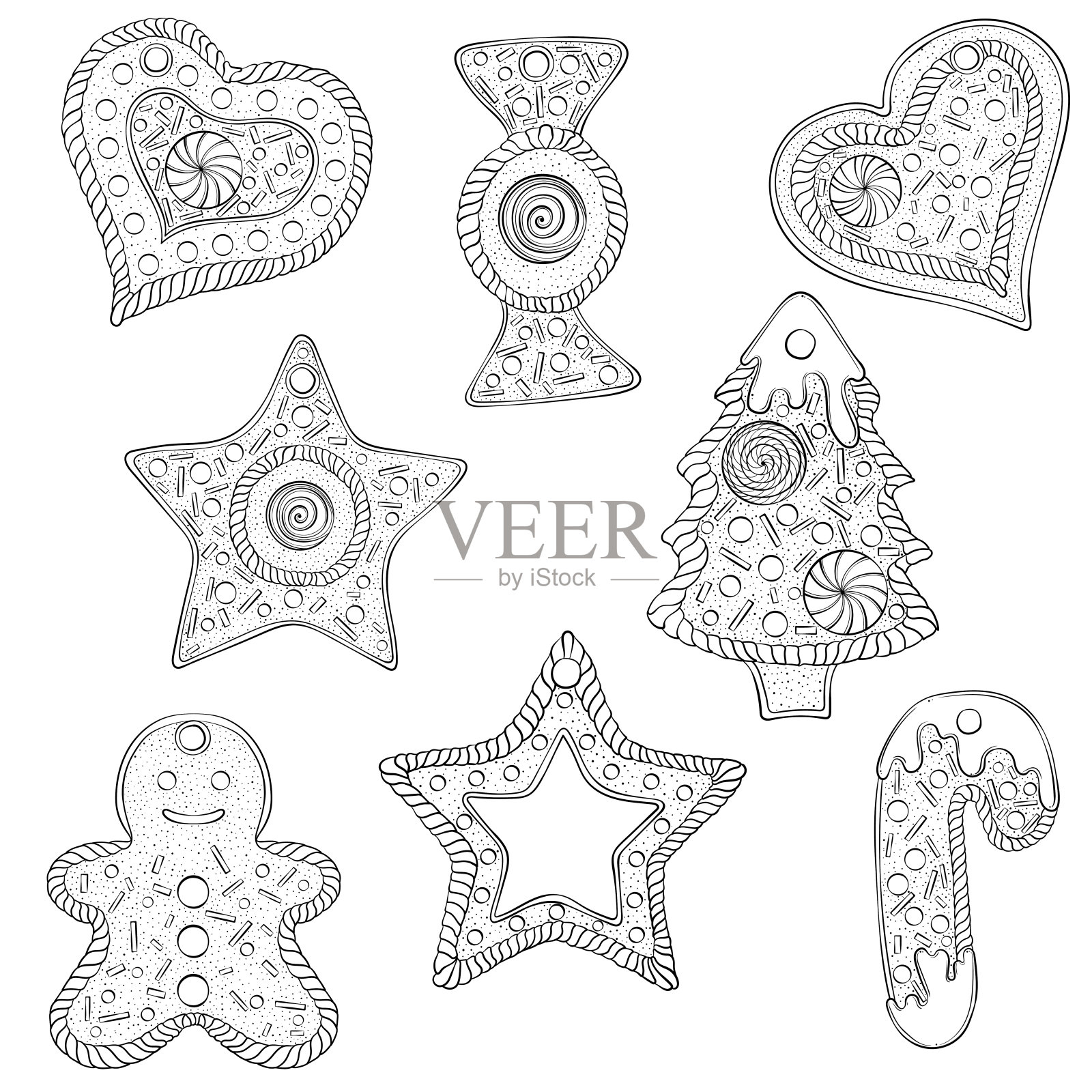 姜饼曲奇集插画图片素材