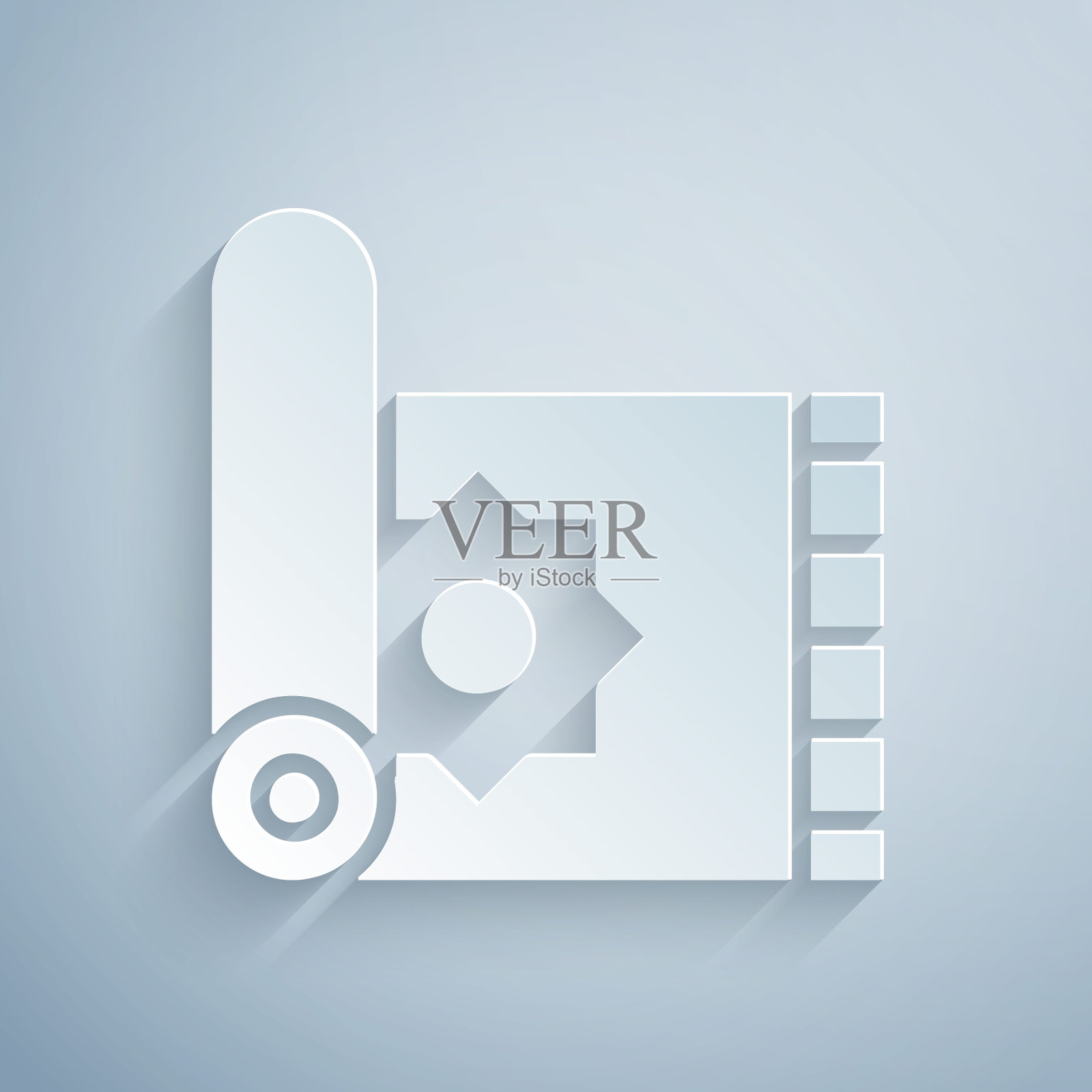 剪纸传统地毯文化斋月阿拉伯伊斯兰庆典图标孤立在灰色背景。纸艺术风格。向量图标素材