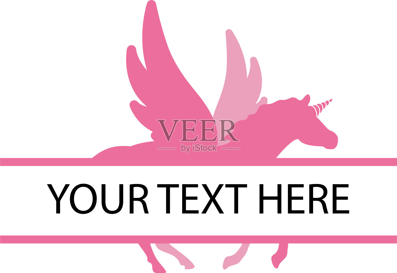 独角兽与拆分文本设计模板隔离插画图片素材