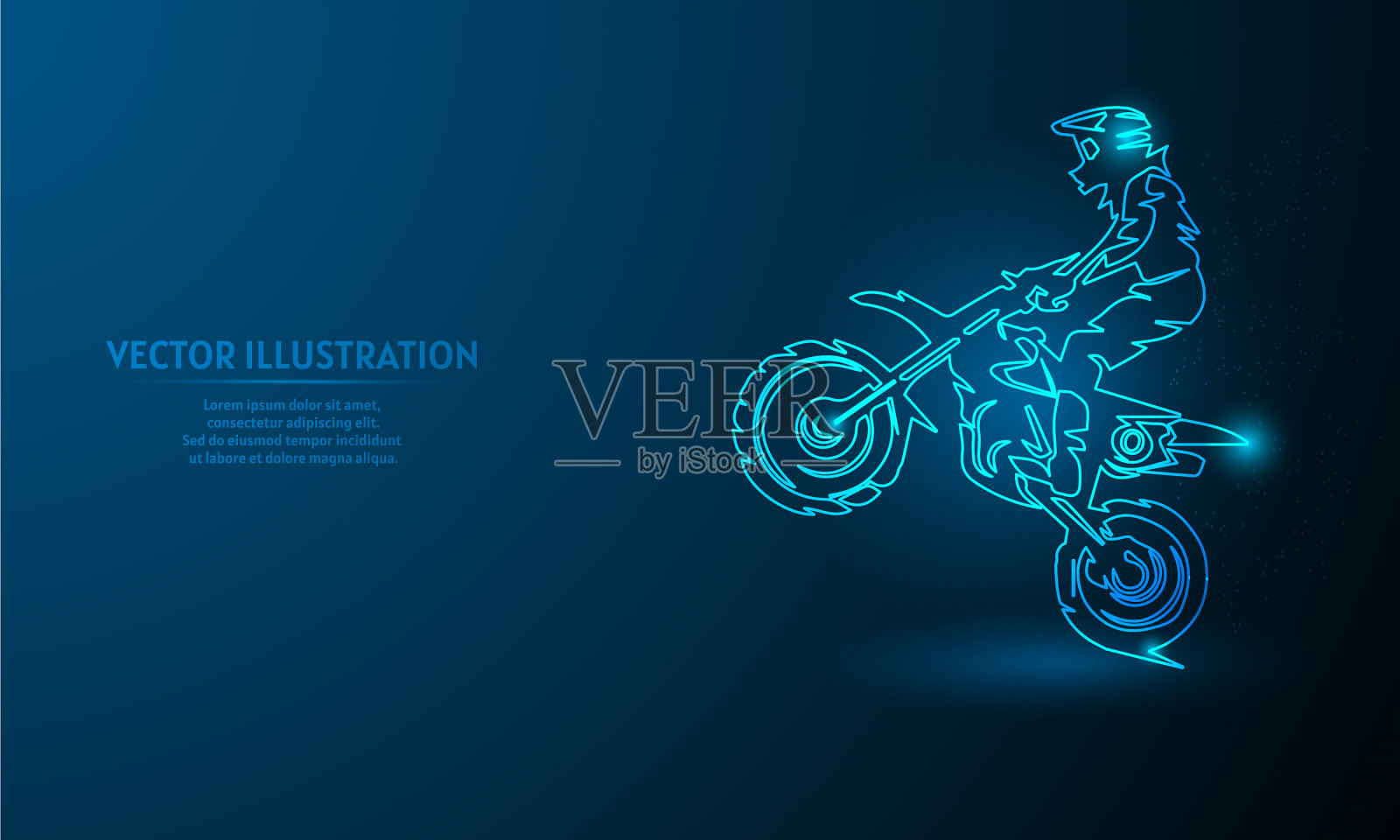 摩托车越野赛上的蓝色抽象背景简单插画图片素材