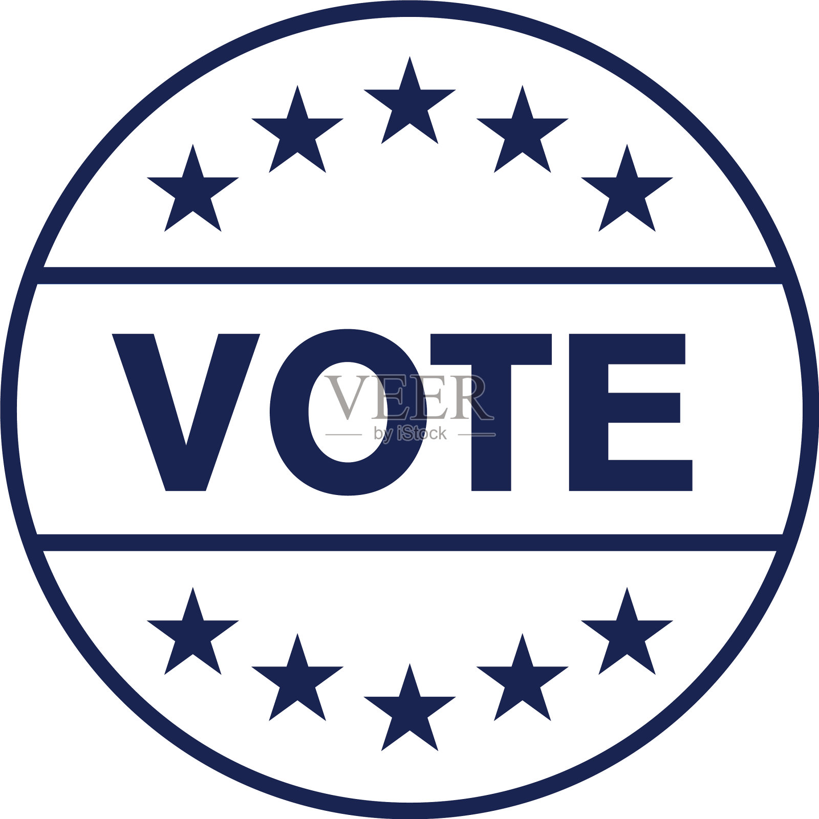 美国投票印章邮票线条风格图标设计插画图片素材