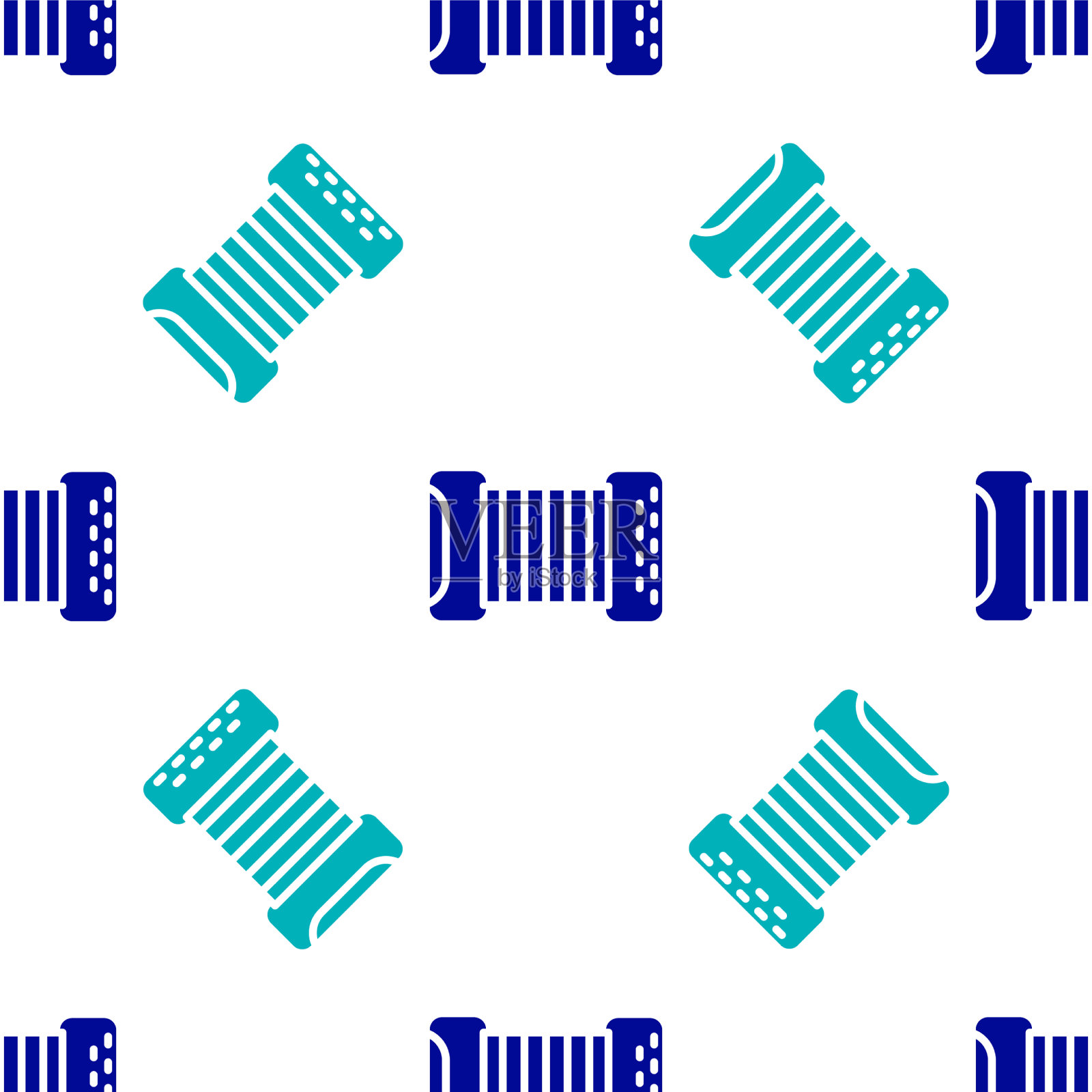 蓝色乐器手风琴图标孤立插画图片素材