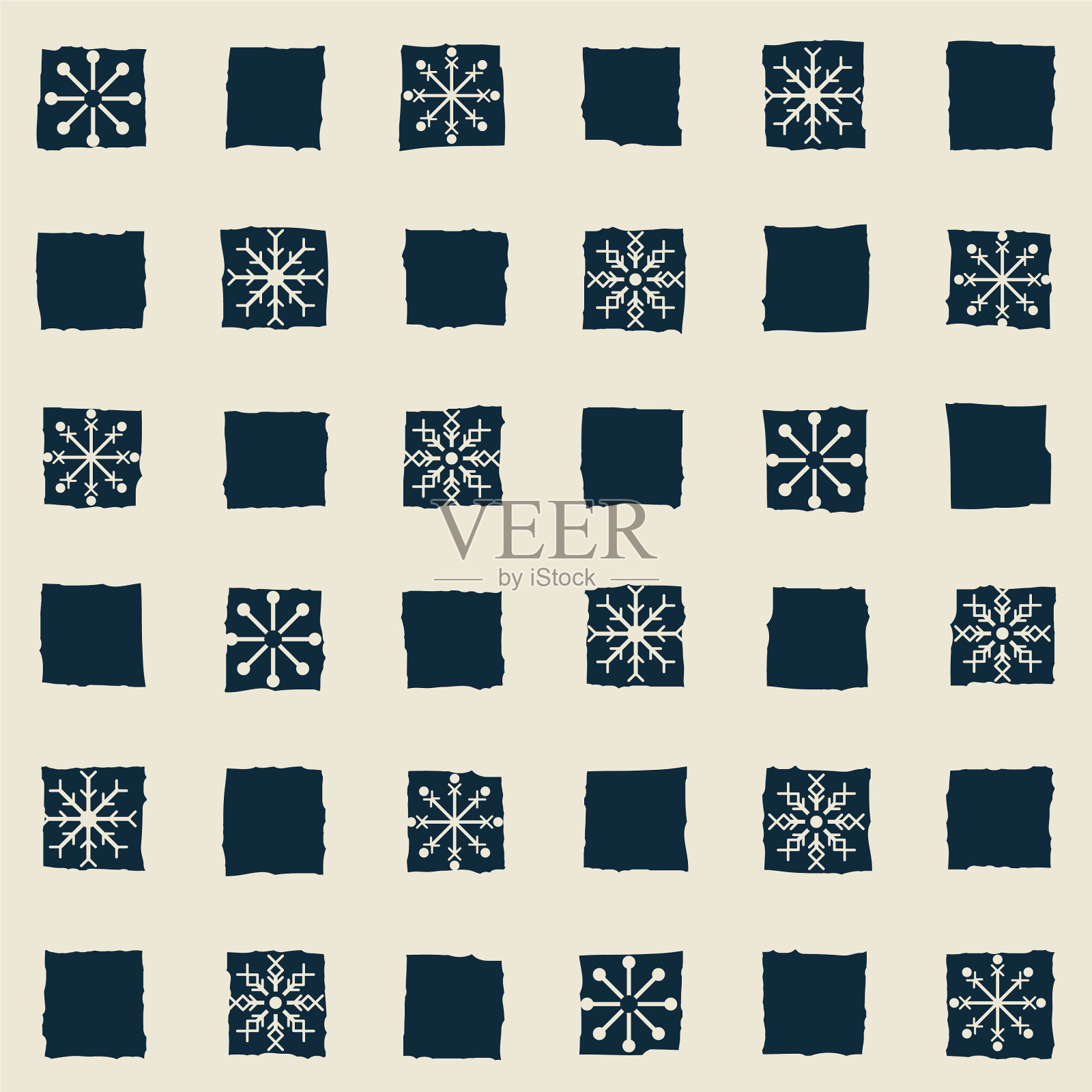 蓝白色雪花格子无缝图案插画图片素材