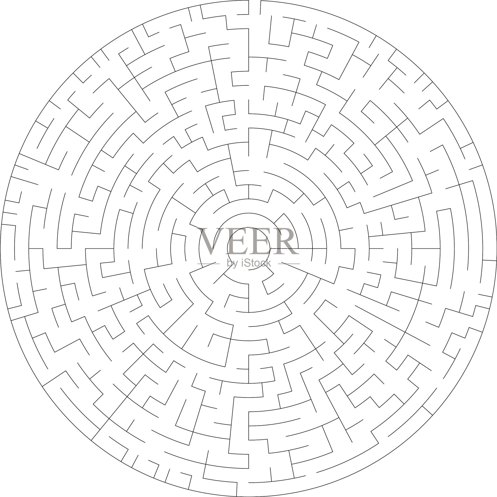 可解圆圆迷宫迷宫谜题插画图片素材