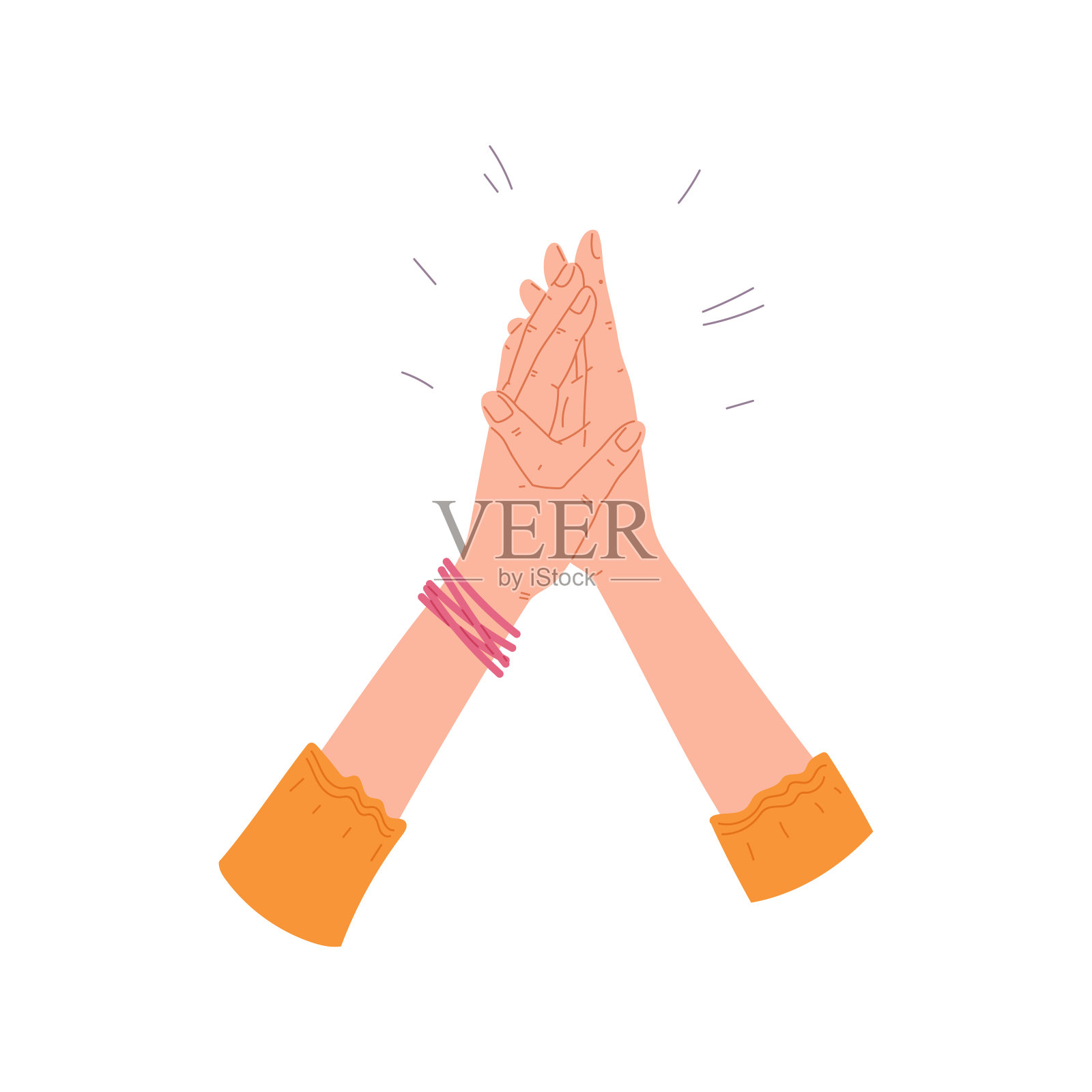 女掌鼓掌,掌中有掌矢和掌平插图插画图片素材