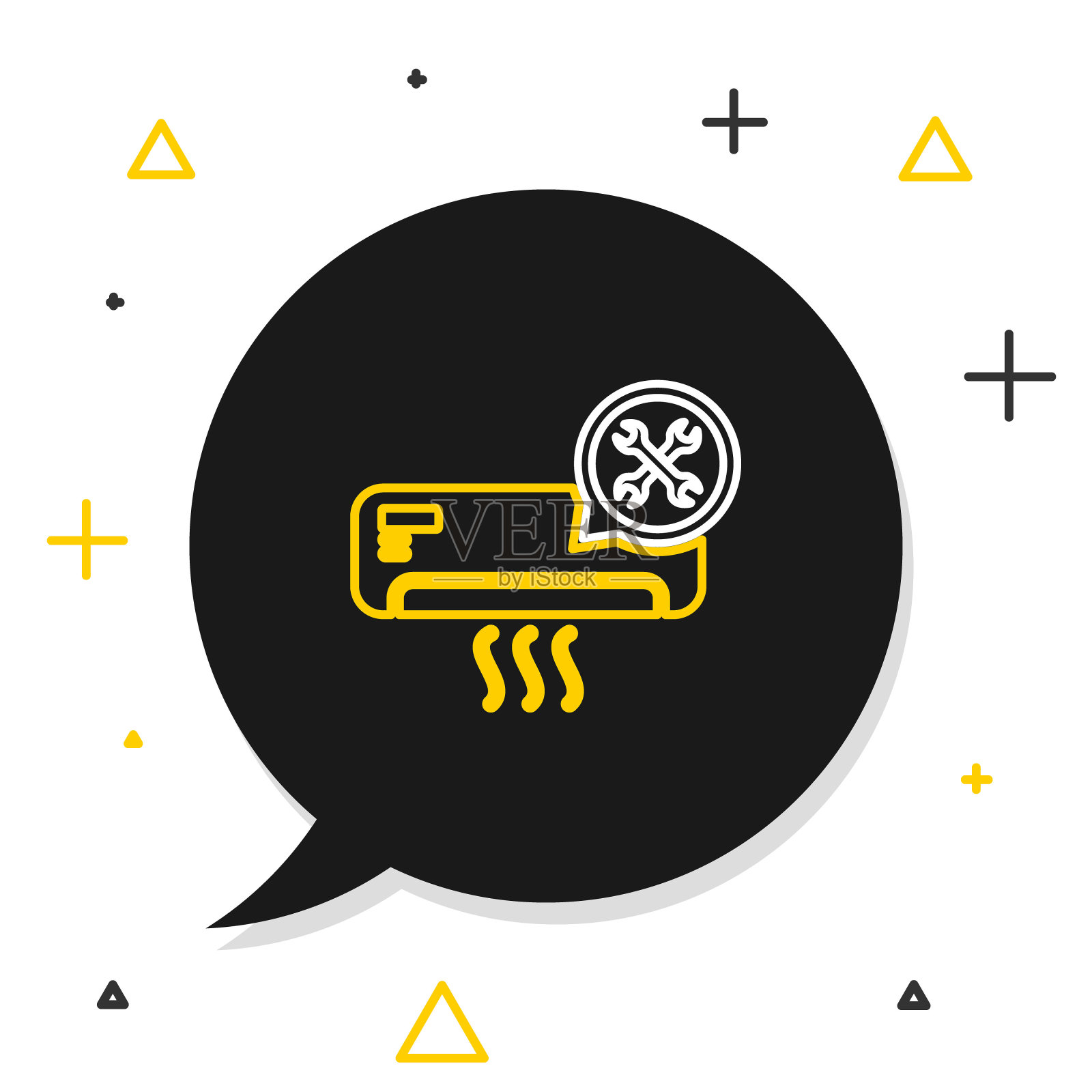 线路空调与螺丝刀和扳手图标隔离在白色背景上。调整、维修、设置、维护、修理、固定。色彩斑斓的轮廓的概念。向量插画图片素材