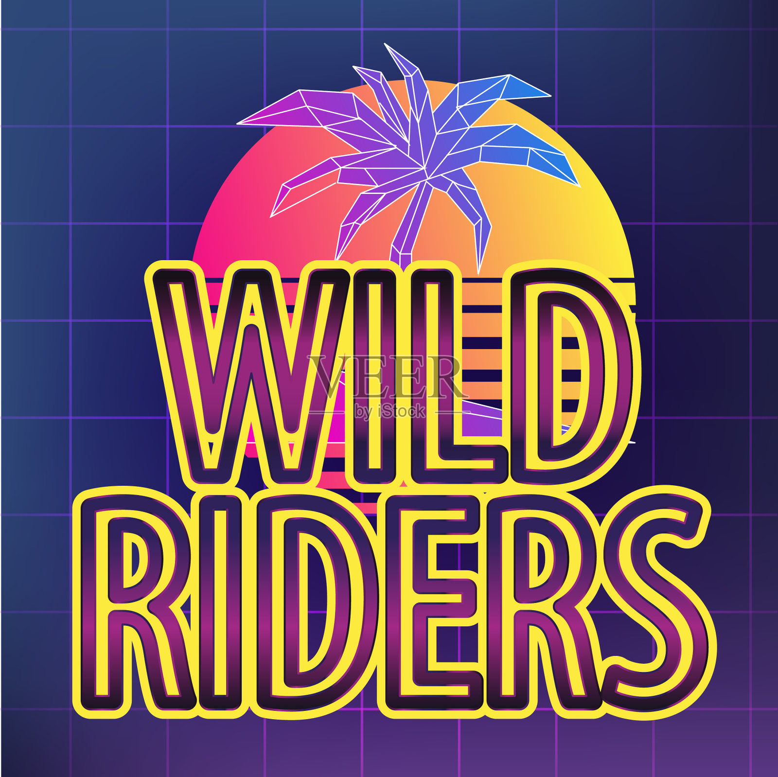 股票80年代复古霓虹风格紫外线设计模板素材