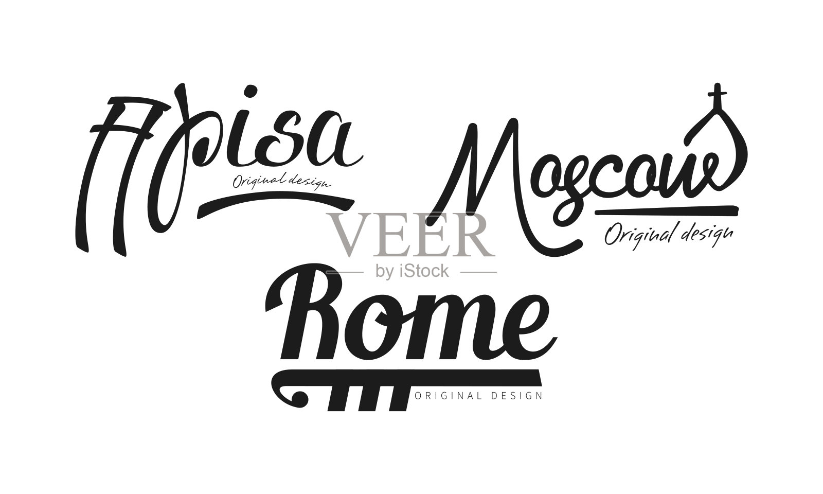 城市和首都名称原始设计向量集设计元素图片