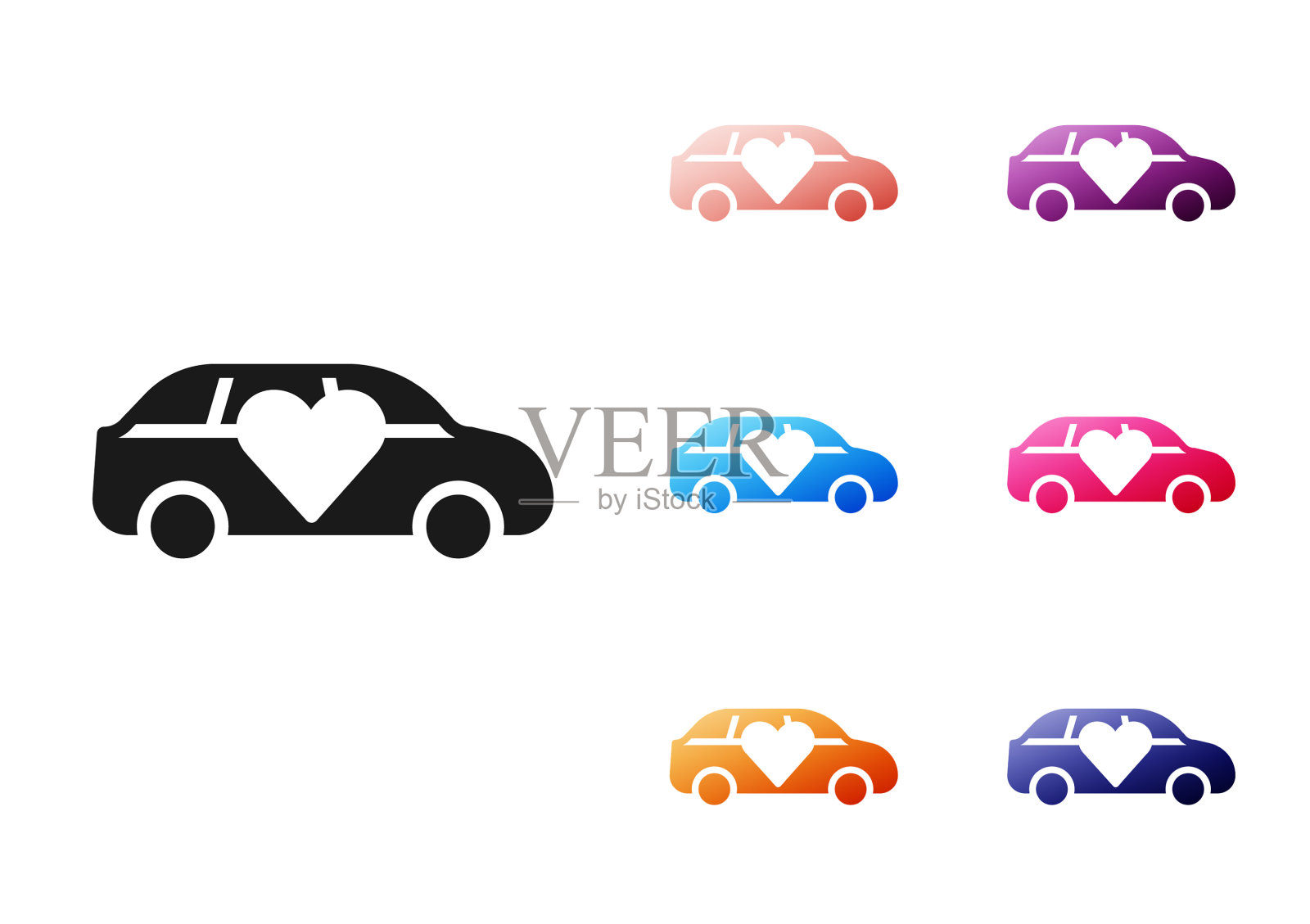 黑色豪华轿车图标孤立在白色上图标素材