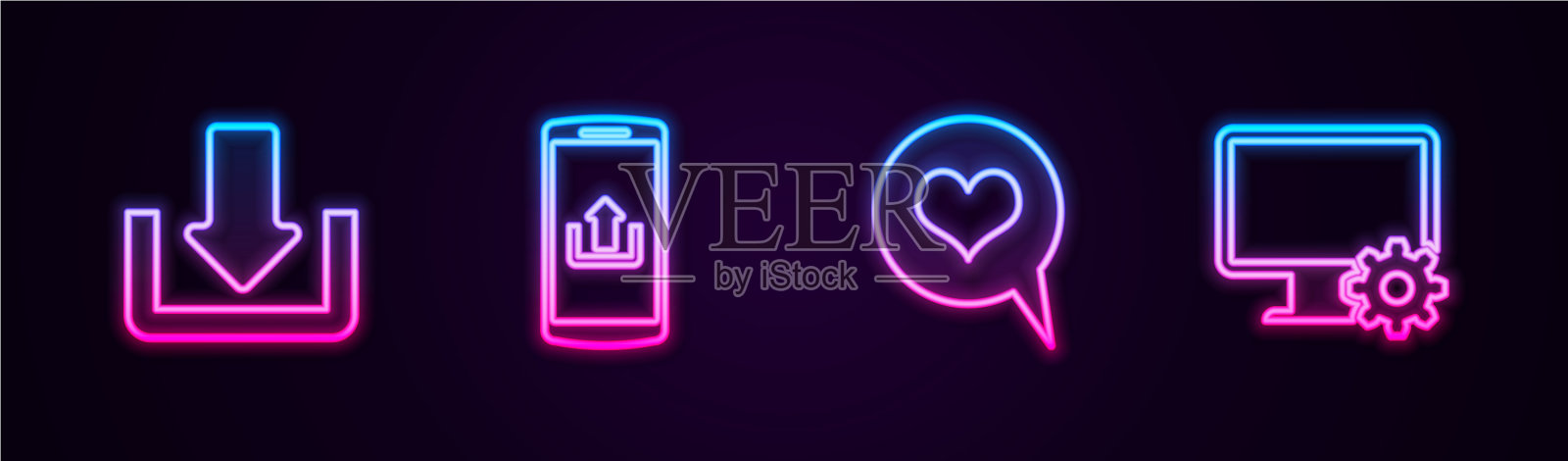 设置在线下载智能手机与上传心图标素材