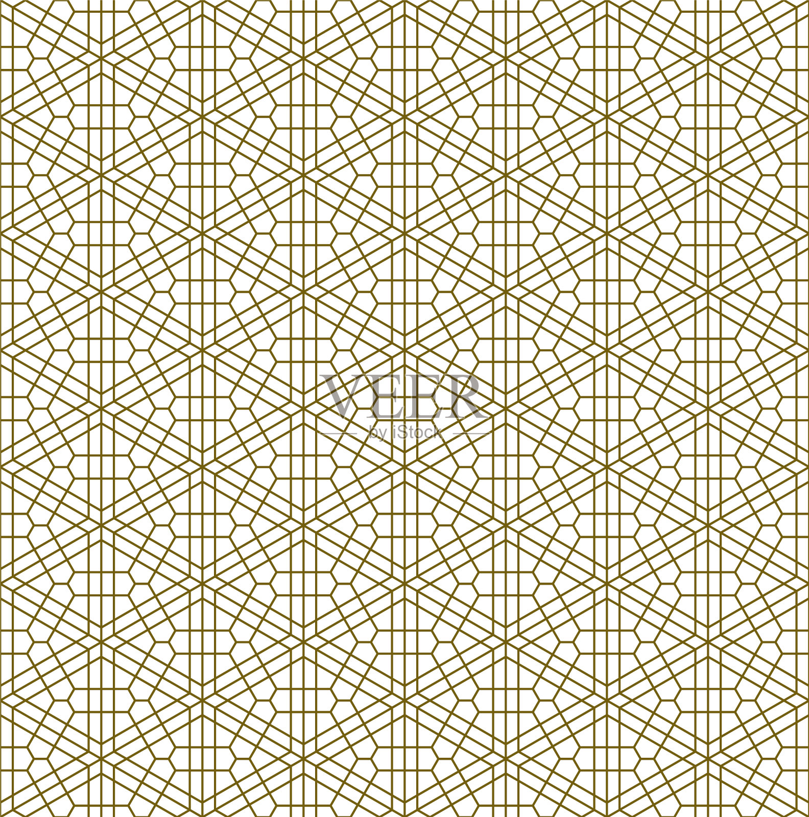 无缝日本传统装饰久美子。金黄色线条。插画图片素材