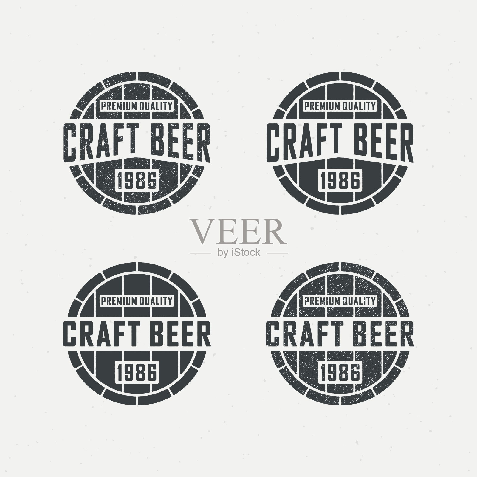 一套彩色插图的桶,文本的背景与grunge纹理。插画图片素材