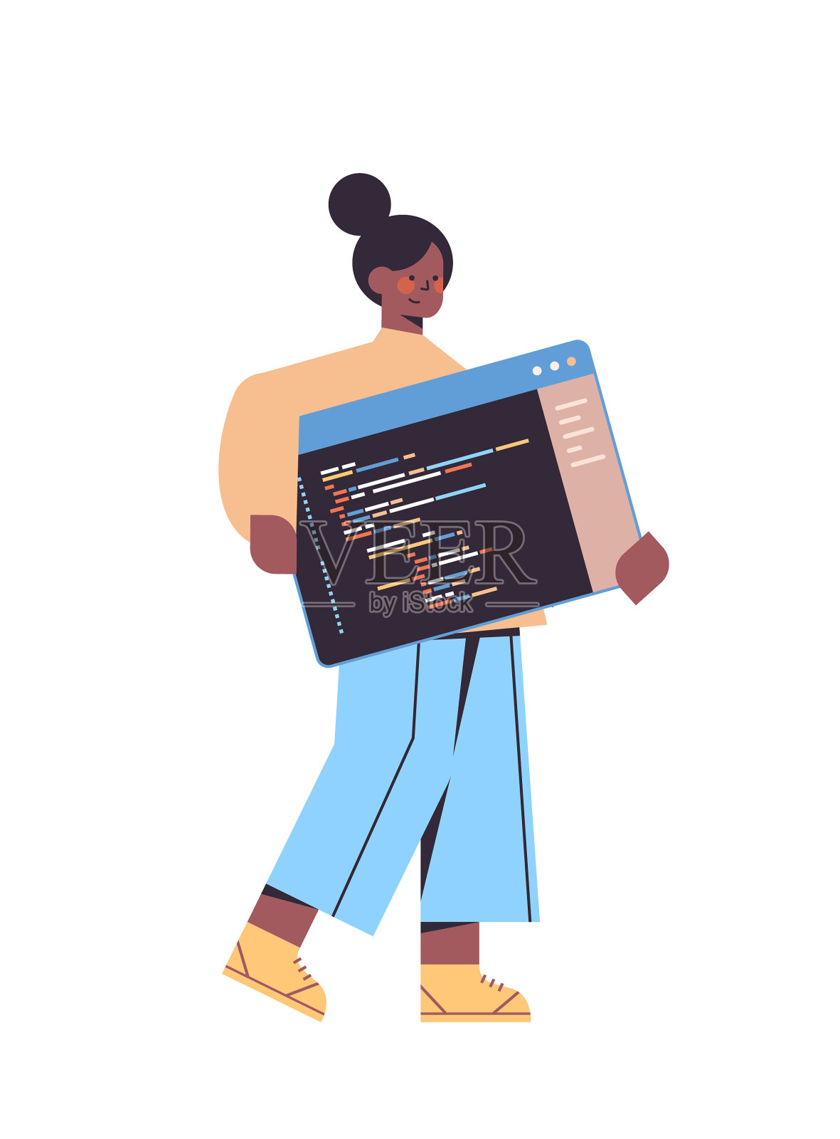 女性网页开发人员创建程序代码设计元素图片