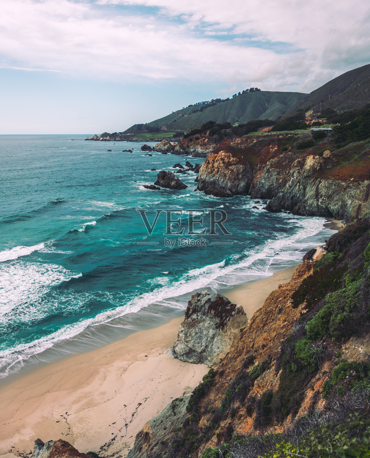 太平洋海岸线,从加州1号公路上看照片摄影图片