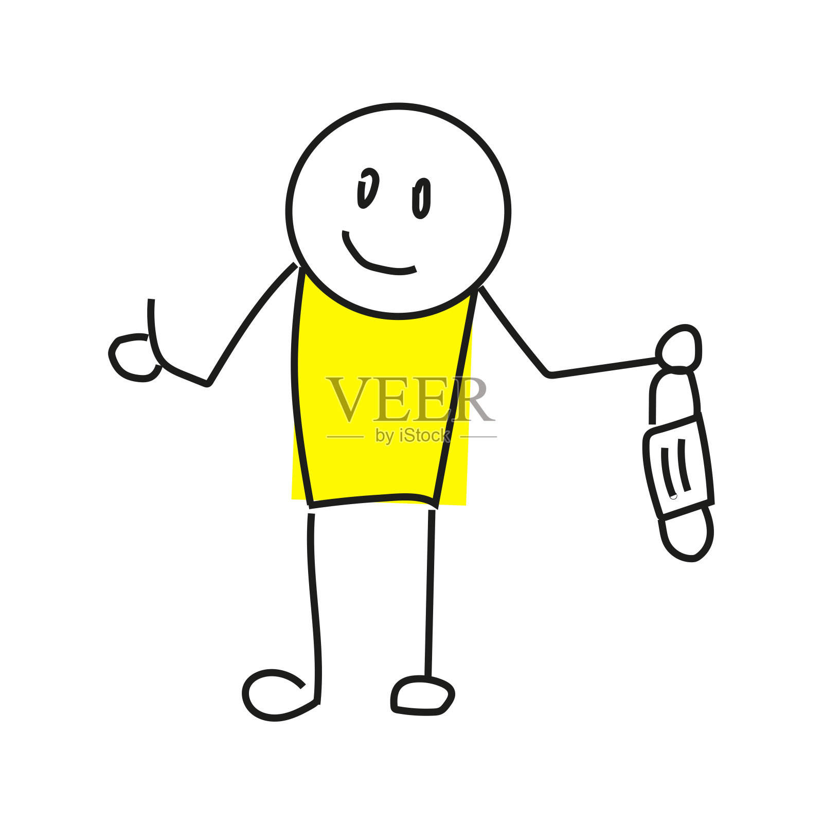 隔离区结束后,简笔画正在轻松地呼吸。插画图片素材