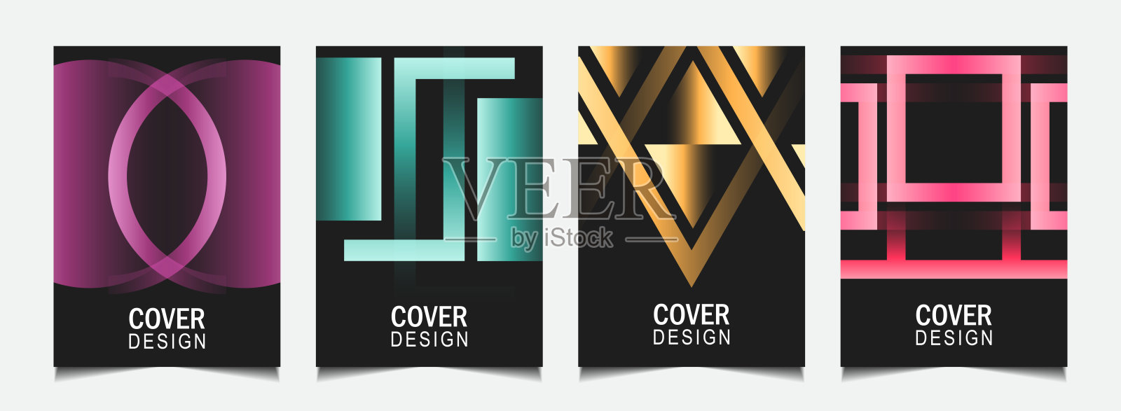 一套时尚的梯度通用封面设计抽象背景模板与动态柔和的彩色和波浪流体形状。向量a4布局插画图片素材