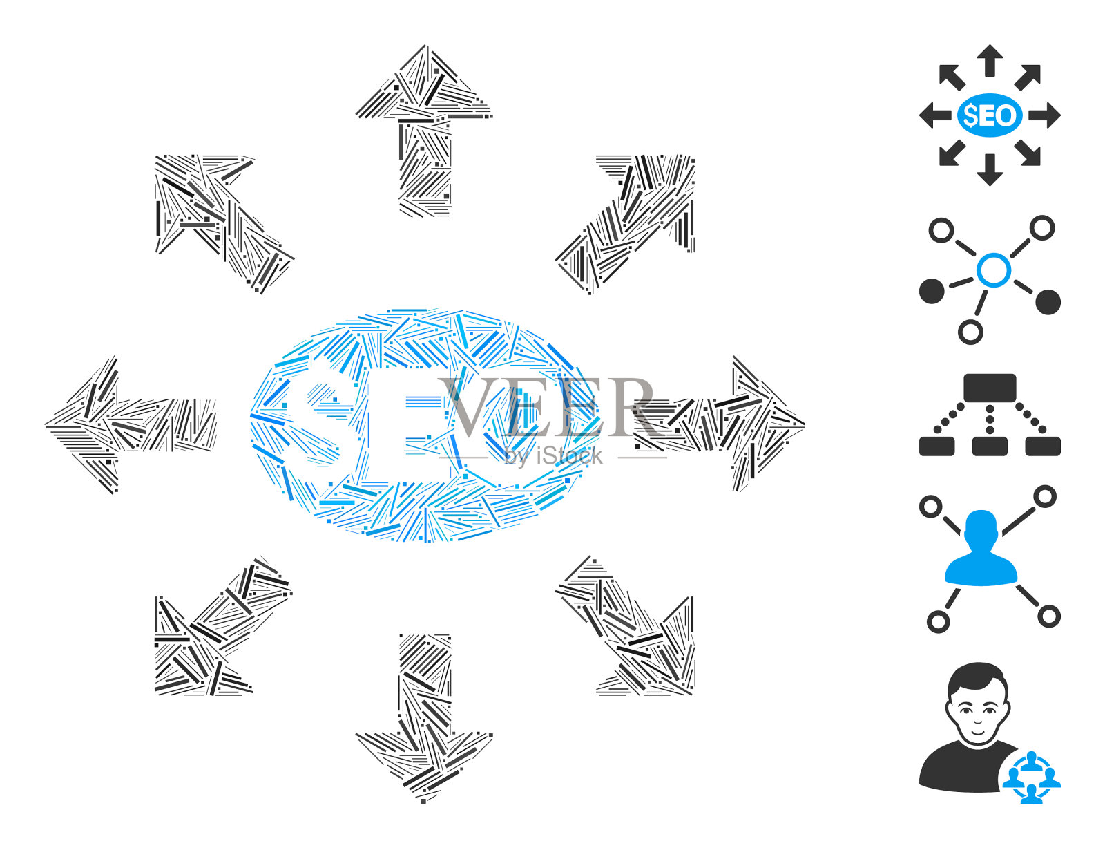 Dash拼贴seo分销图标插画图片素材