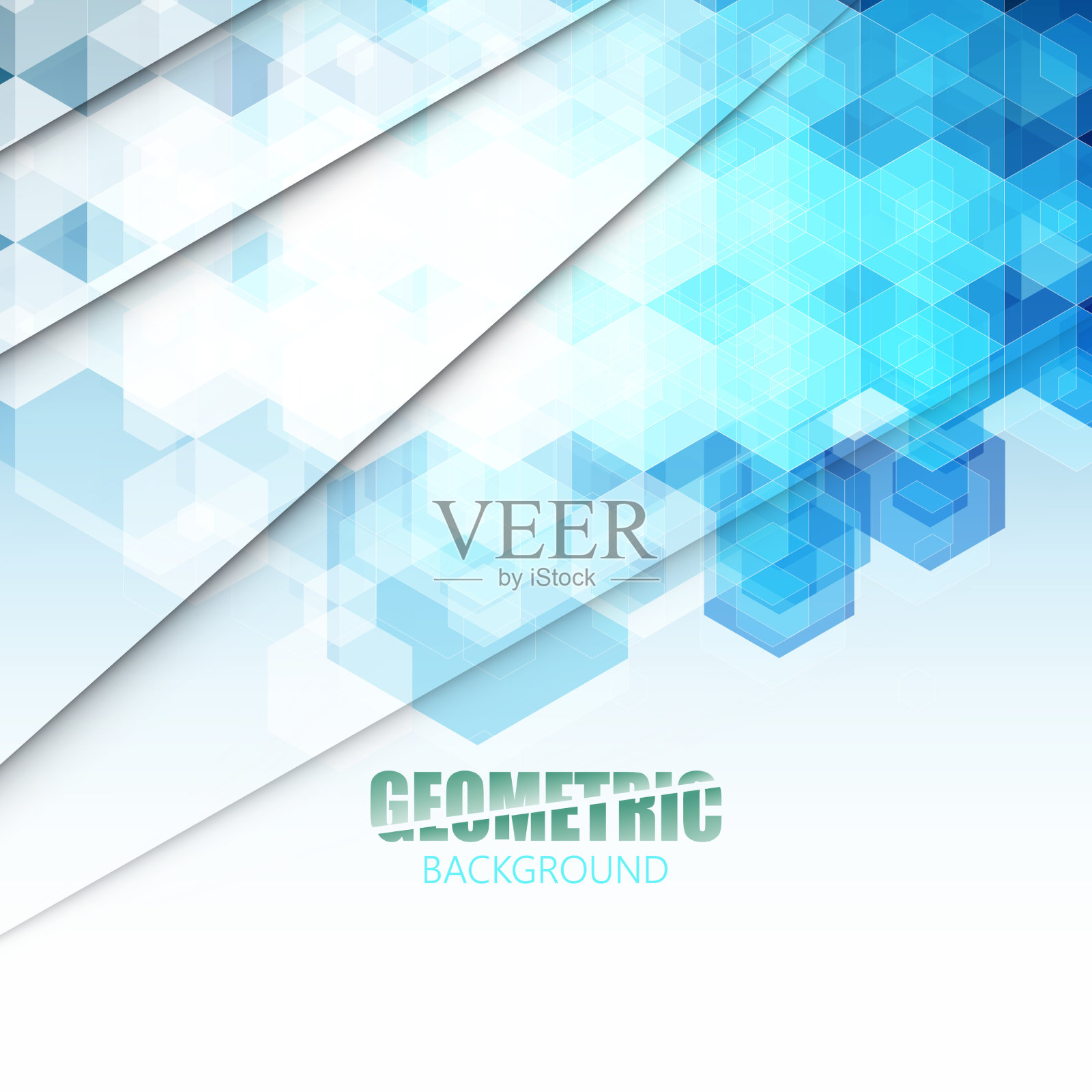 抽象蓝色几何六边形背景插画图片素材