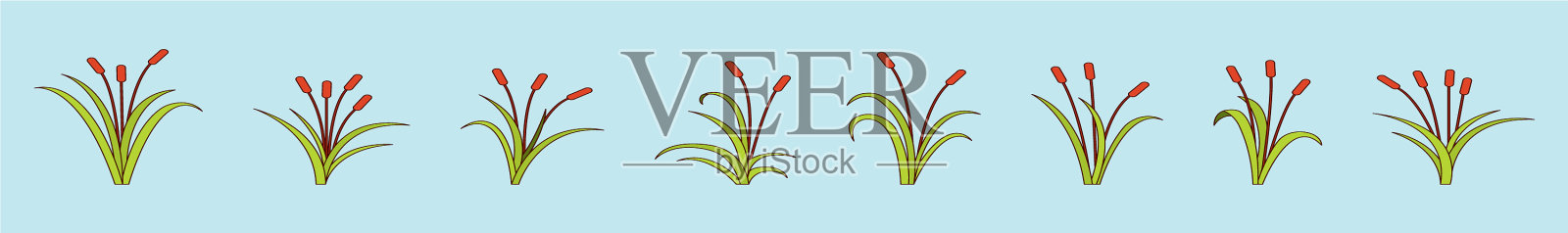 设置香蒲植物卡通图标设计图标素材