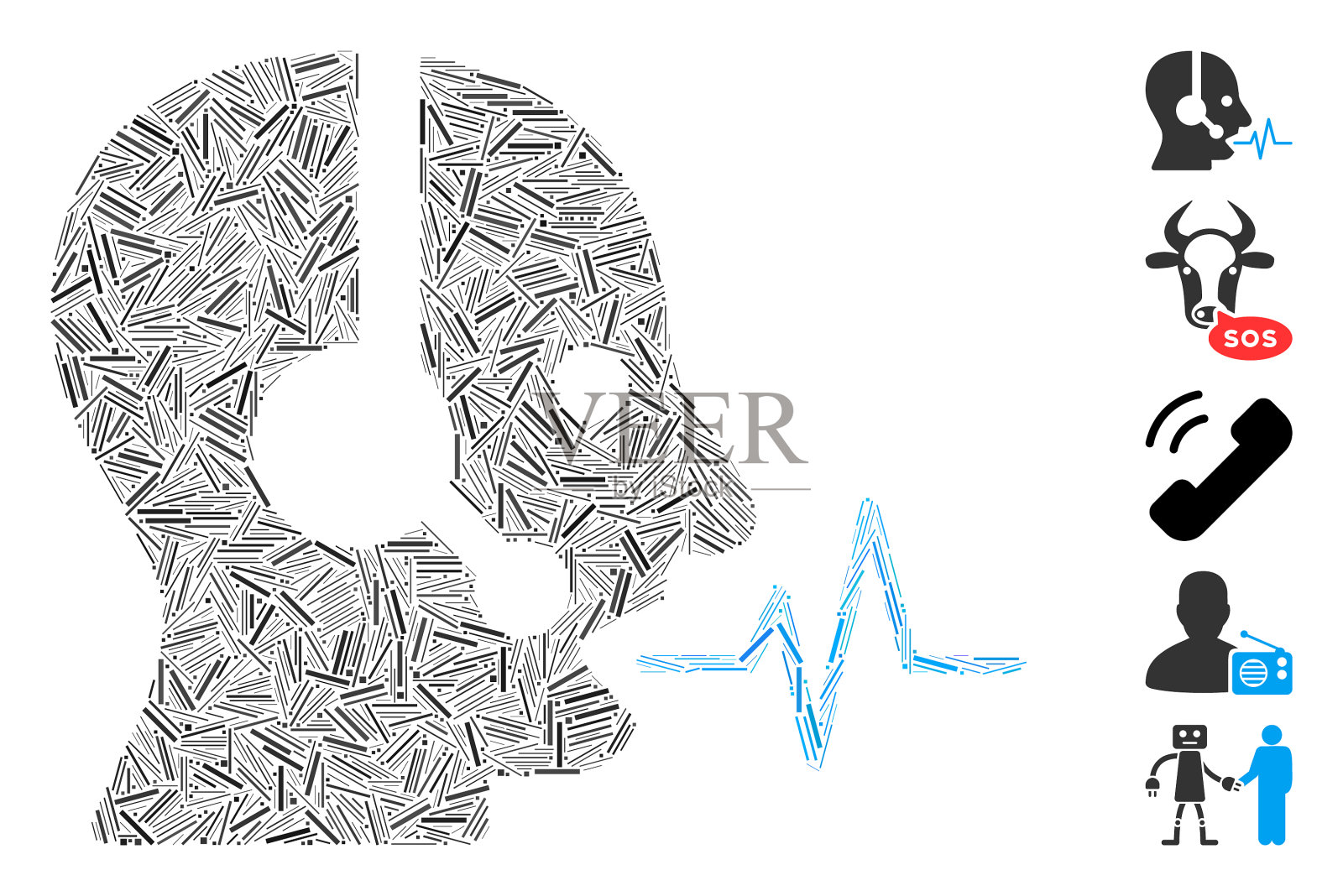 线拼贴操作符语音图标插画图片素材