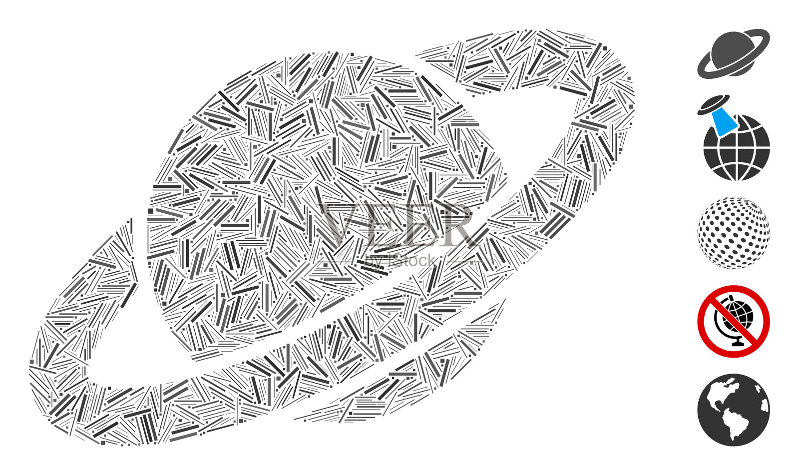 孵化拼贴行星土星图标插画图片素材