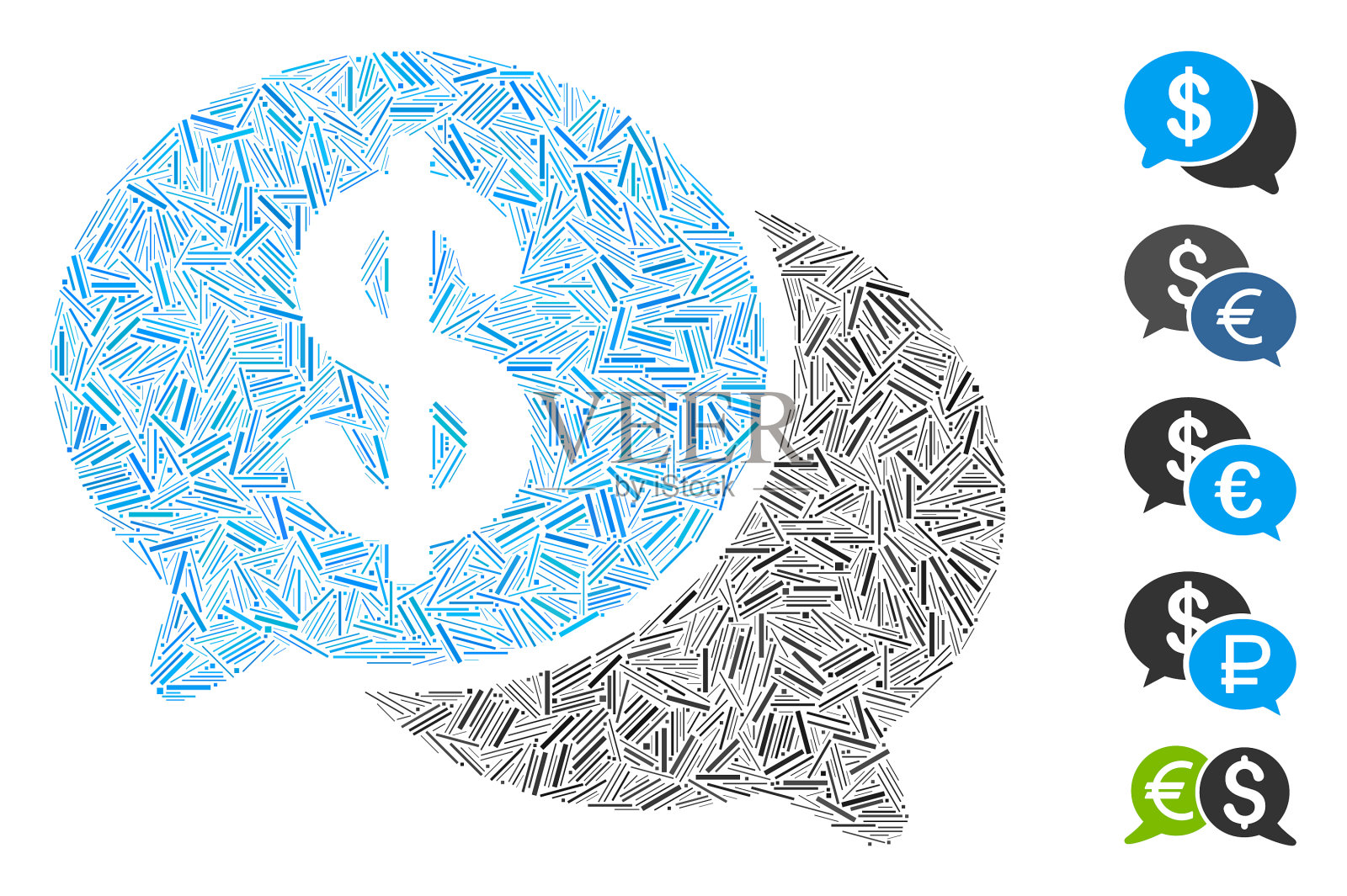 Dash拼贴财务聊天图标插画图片素材