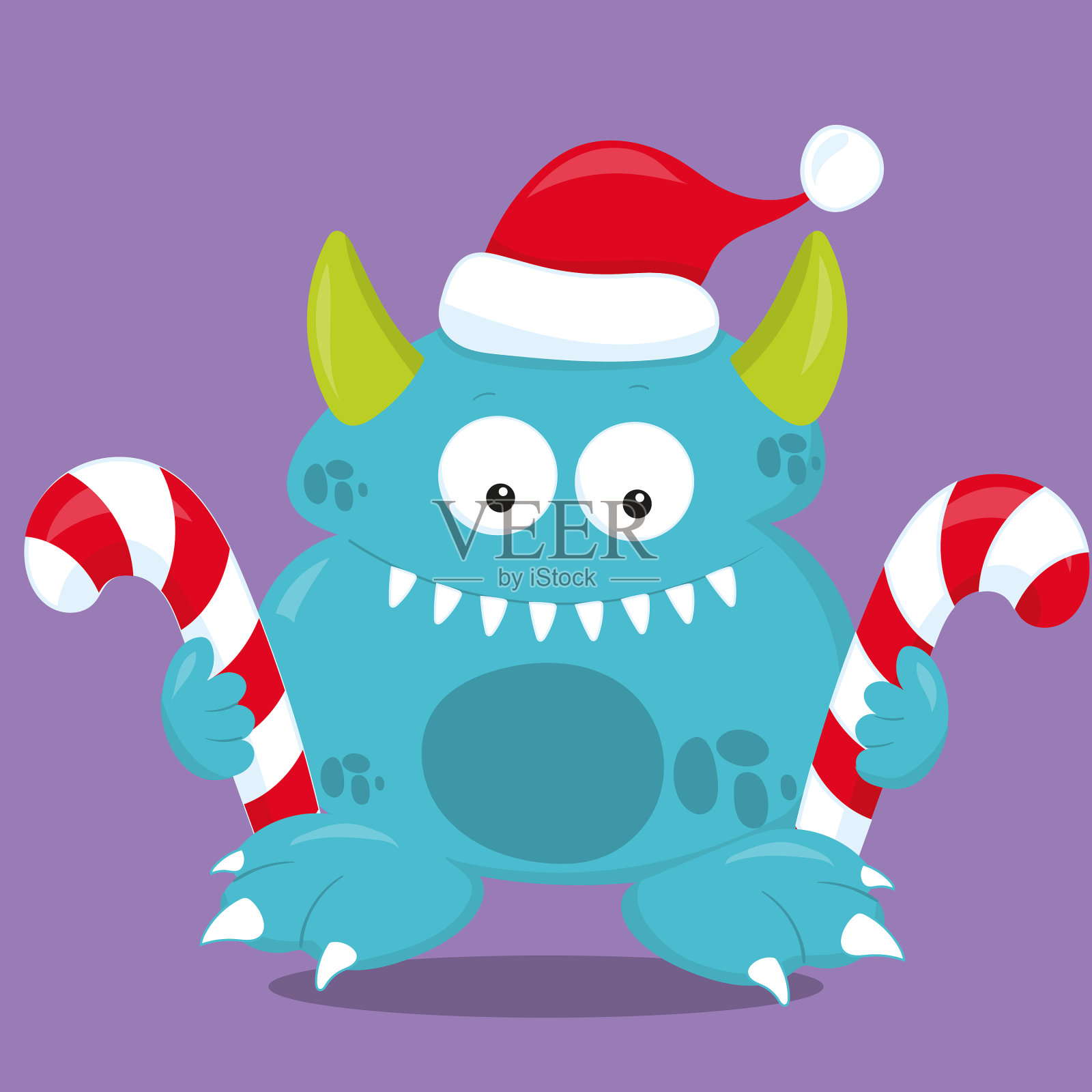圣诞怪物蓝色08插画图片素材