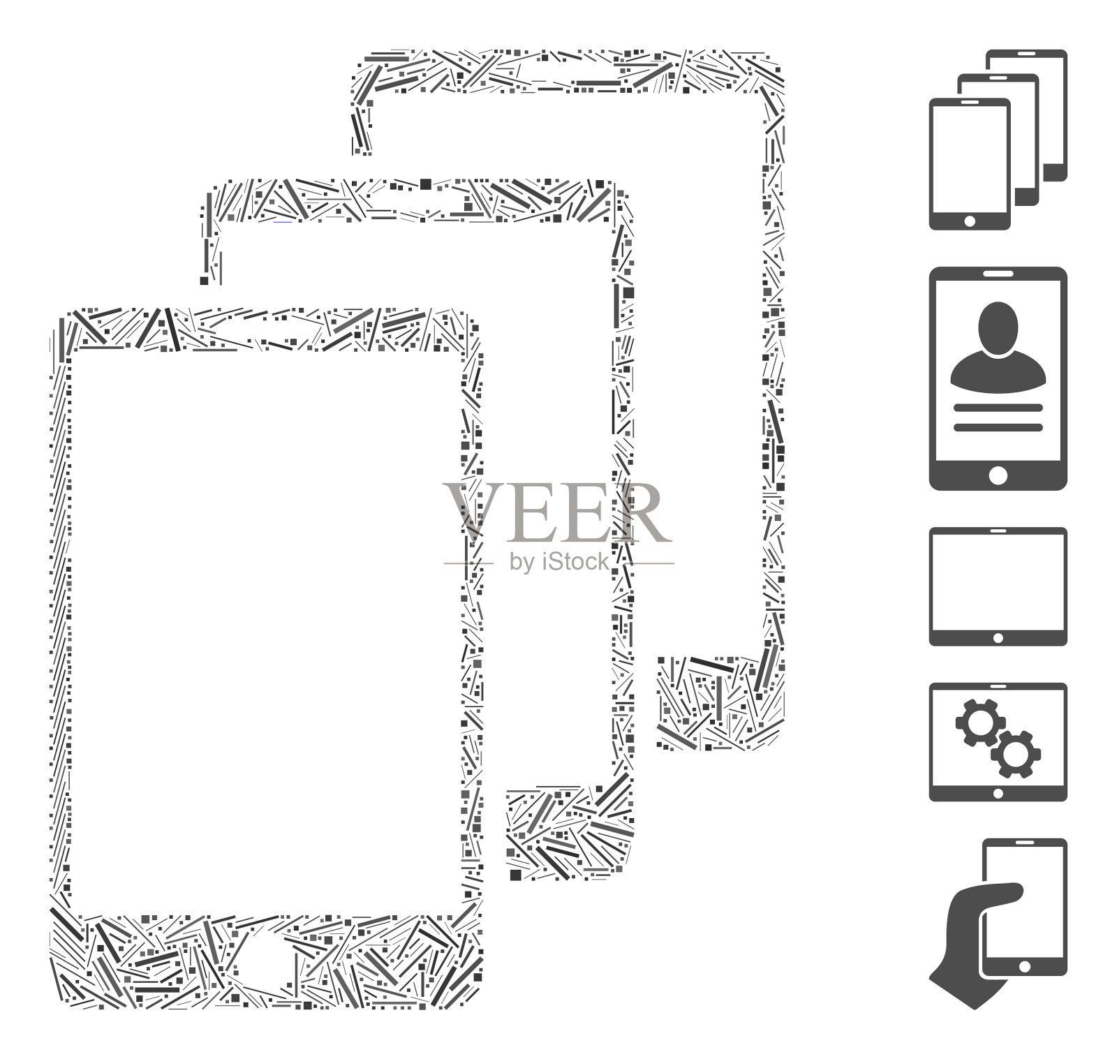 Line Mosaic智能手机图标插画图片素材
