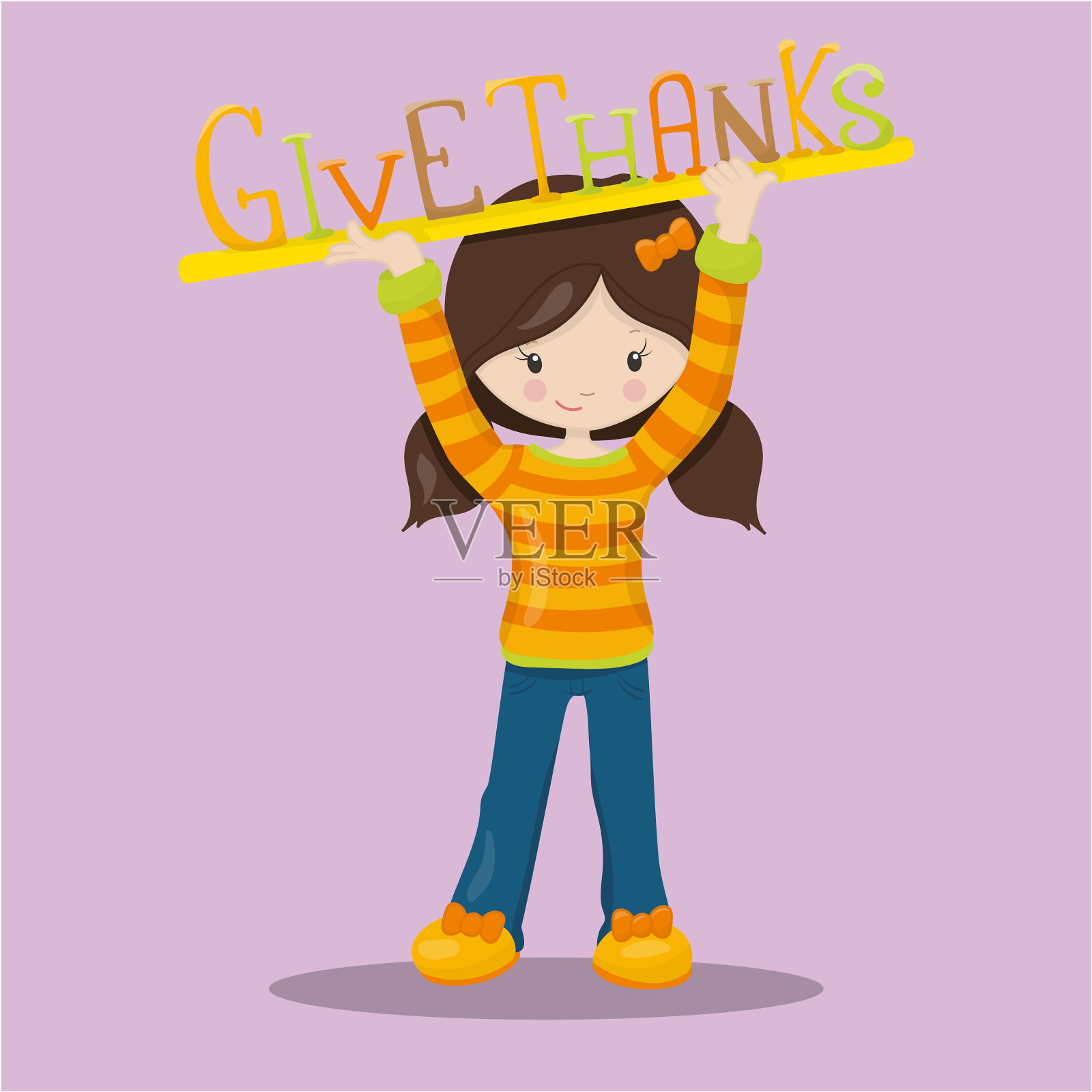 感谢你,女孩gt插画图片素材