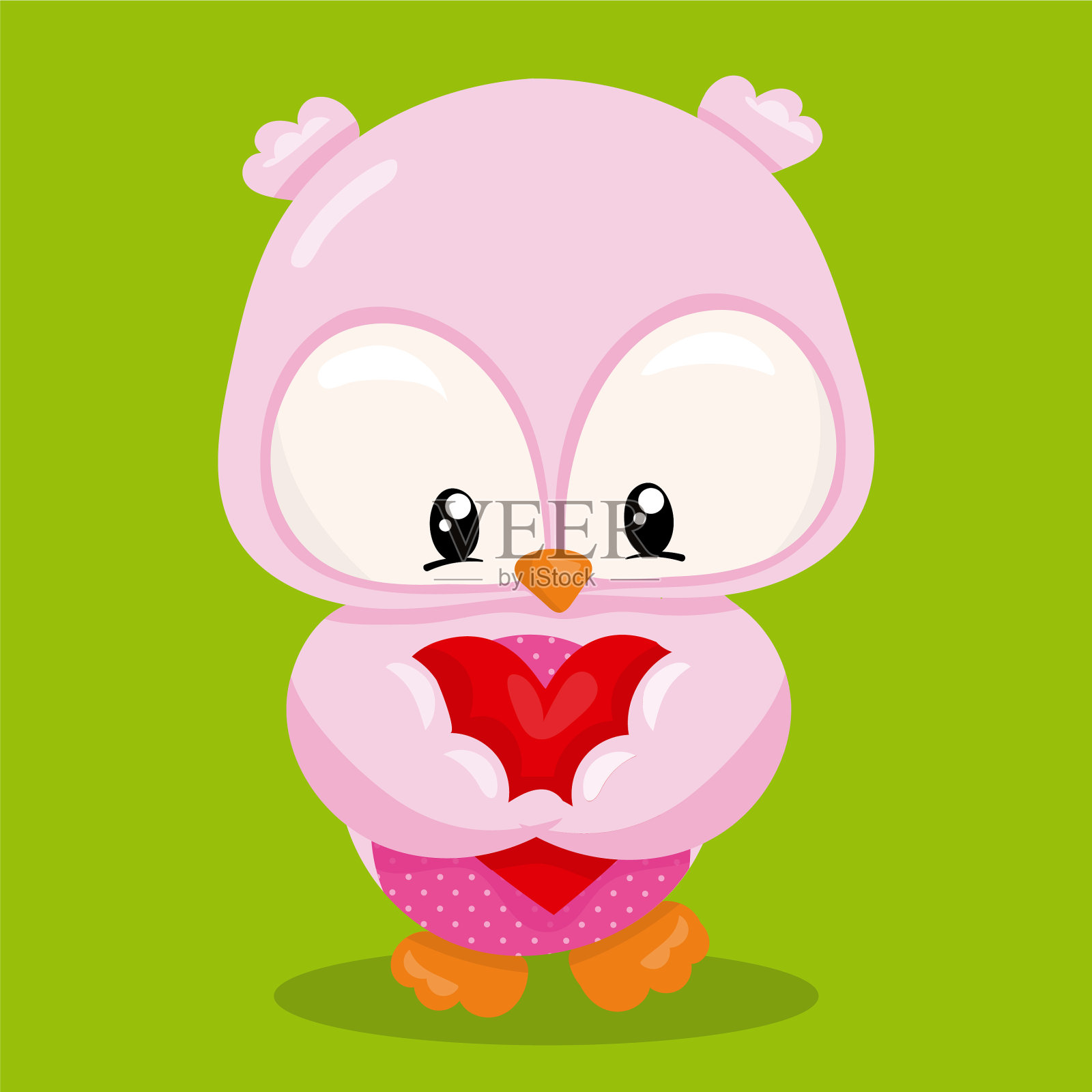 情人猫头鹰心握01插画图片素材