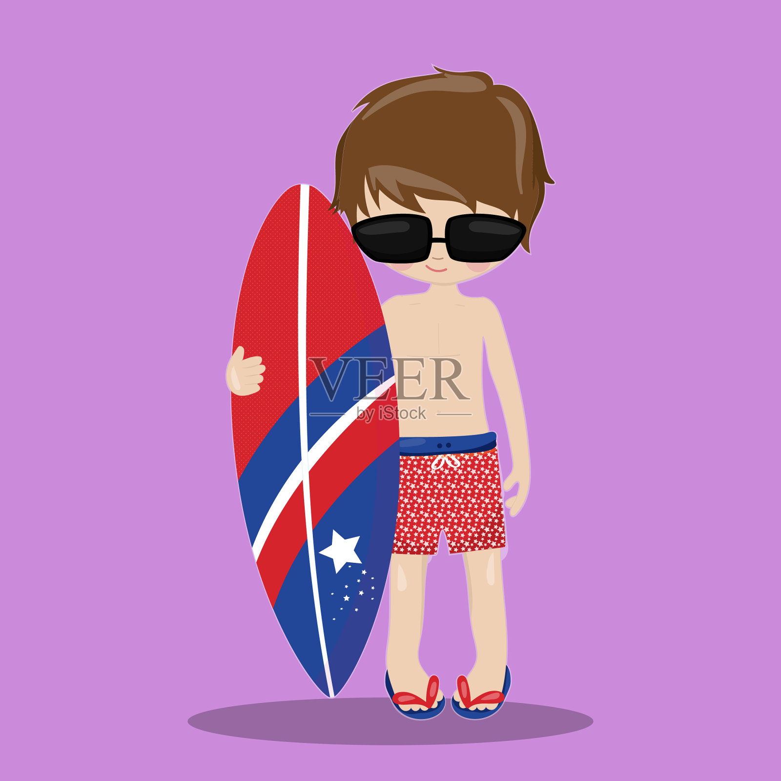 7月4日男孩抱棕色04插画图片素材