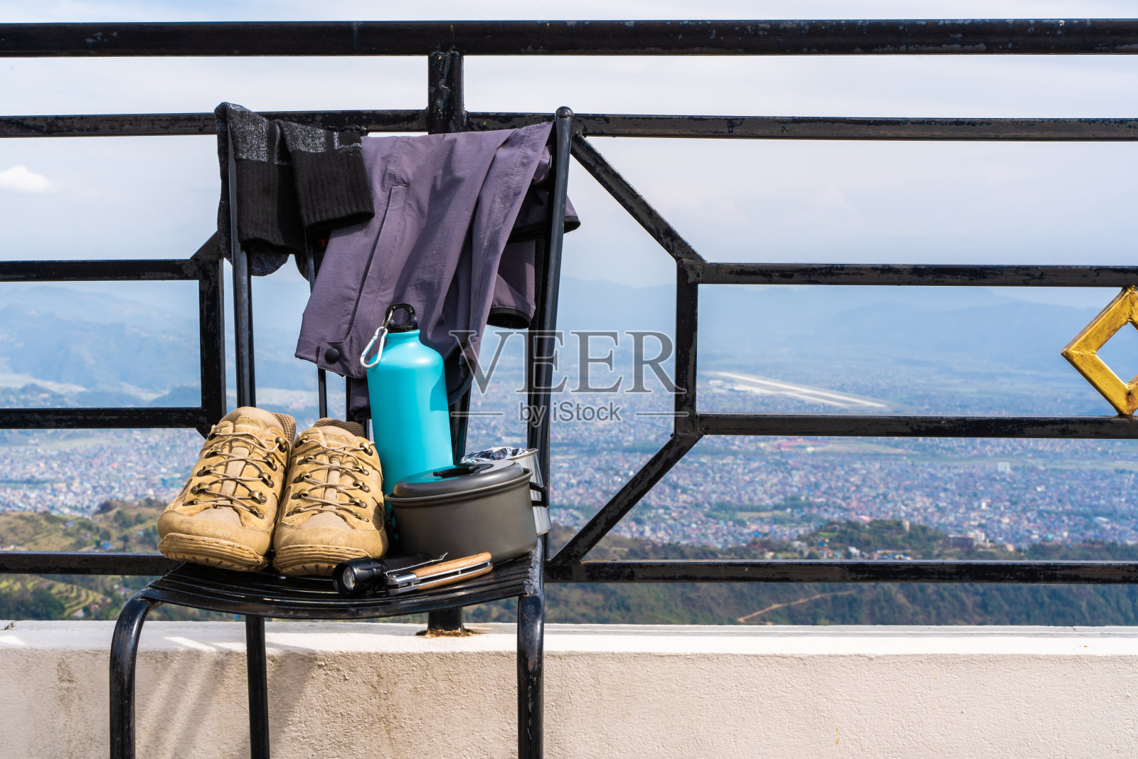 跟踪或徒步旅行设备集,库存照片照片摄影图片