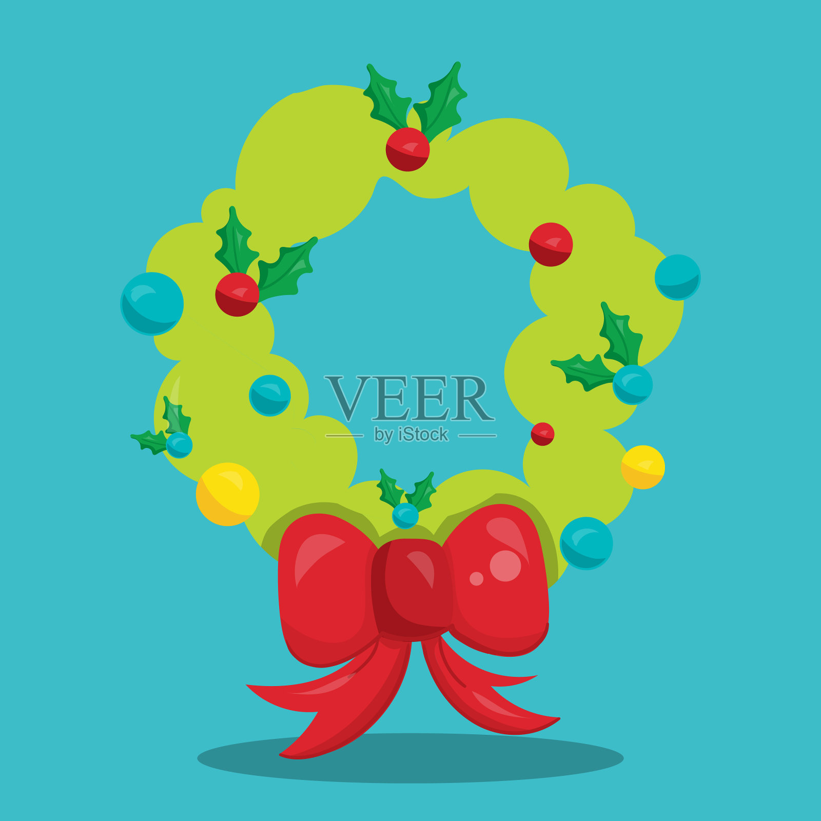 圣诞鹿花环插画图片素材