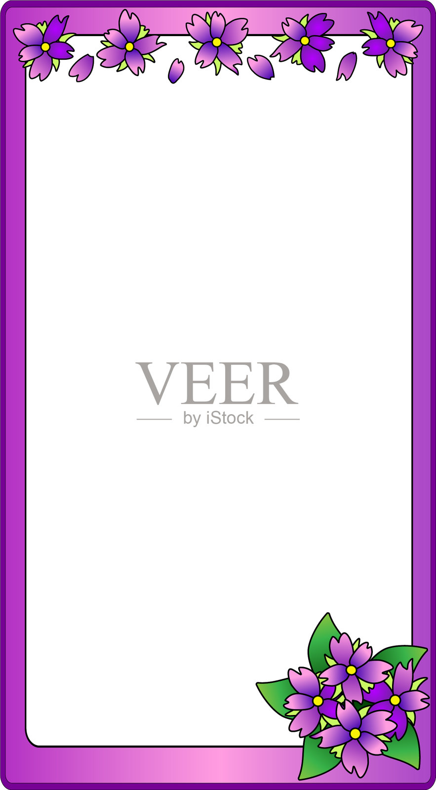 垂直丁香框架与丁香花插画图片素材