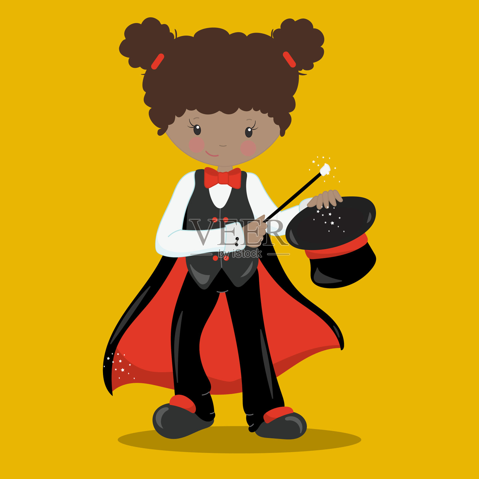 魔术女孩的魔术棒在帽子03插画图片素材