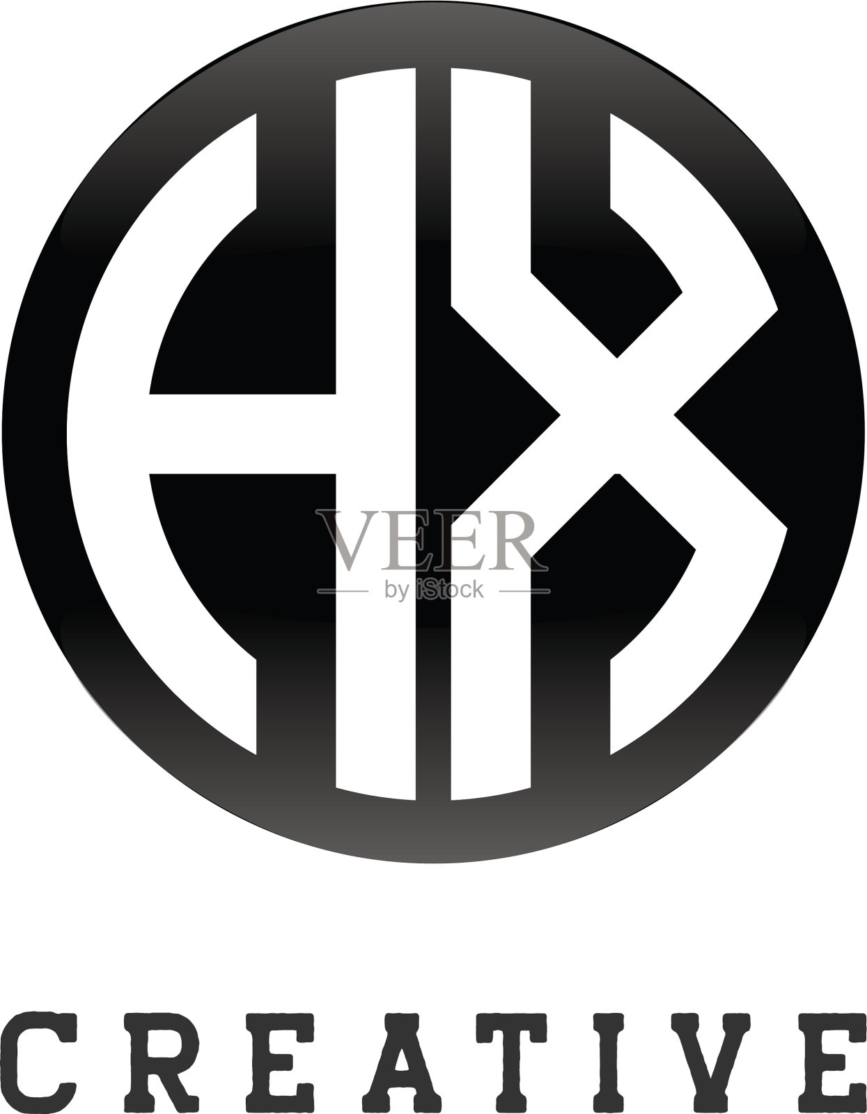 首字母hx圆形字母黑色插画图片素材