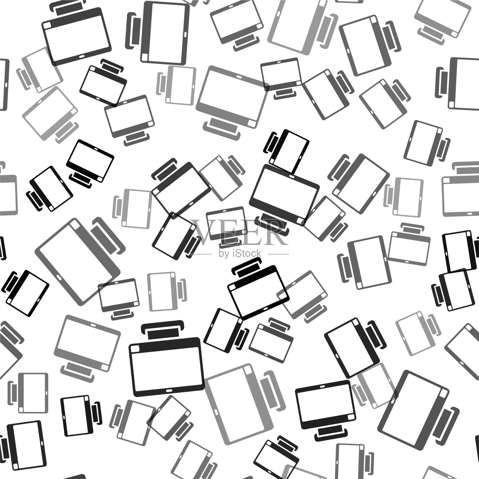 黑色电脑显示器屏幕图标隔离插画图片素材