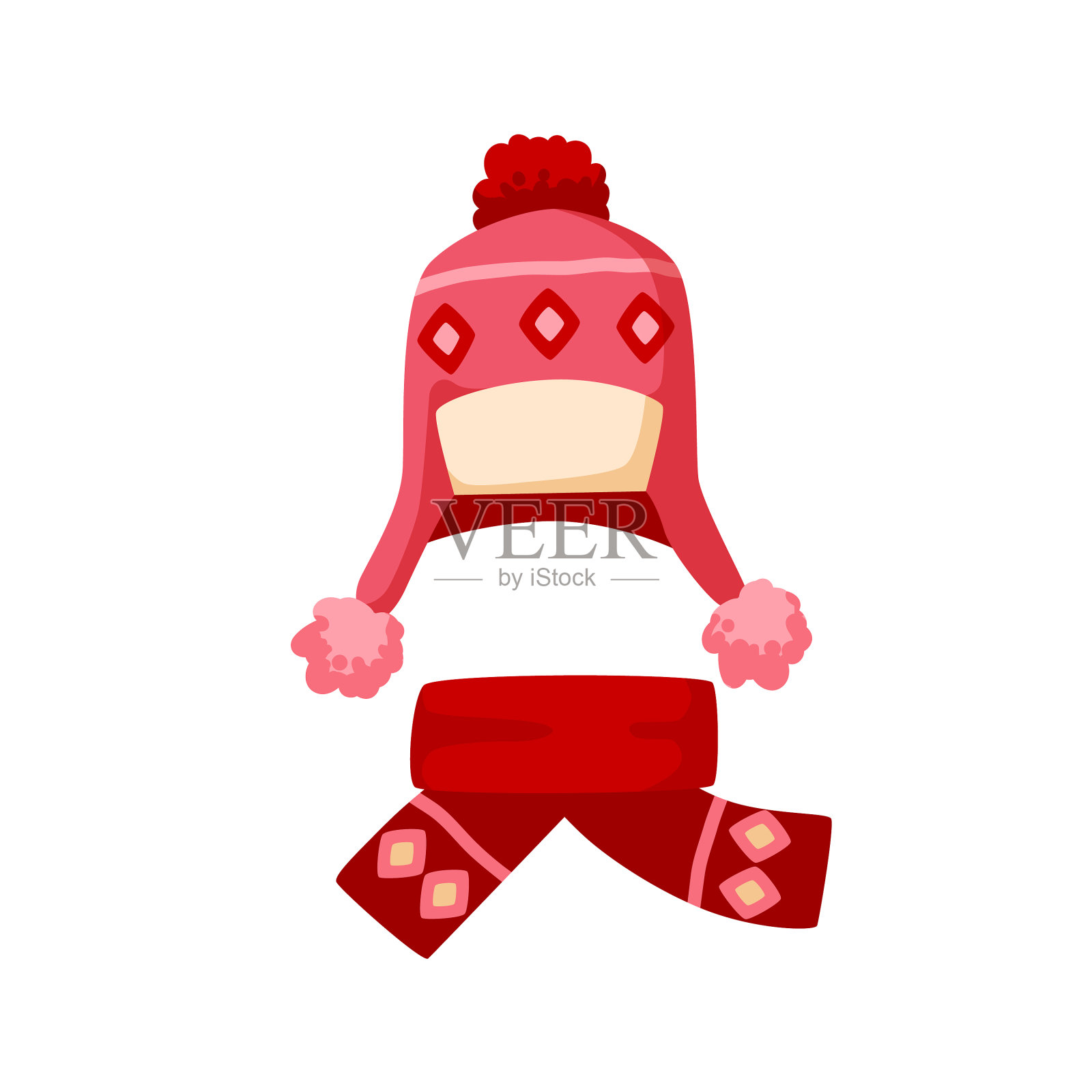 装饰针织童稚丘罗和少女围巾设计元素图片