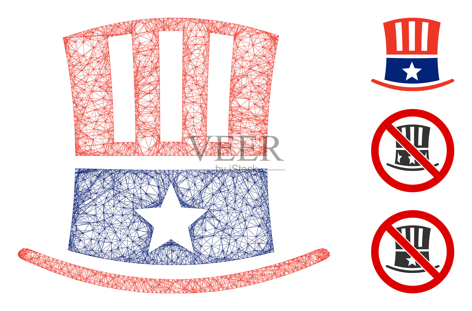 山姆大叔帽子多边形网网插画图片素材