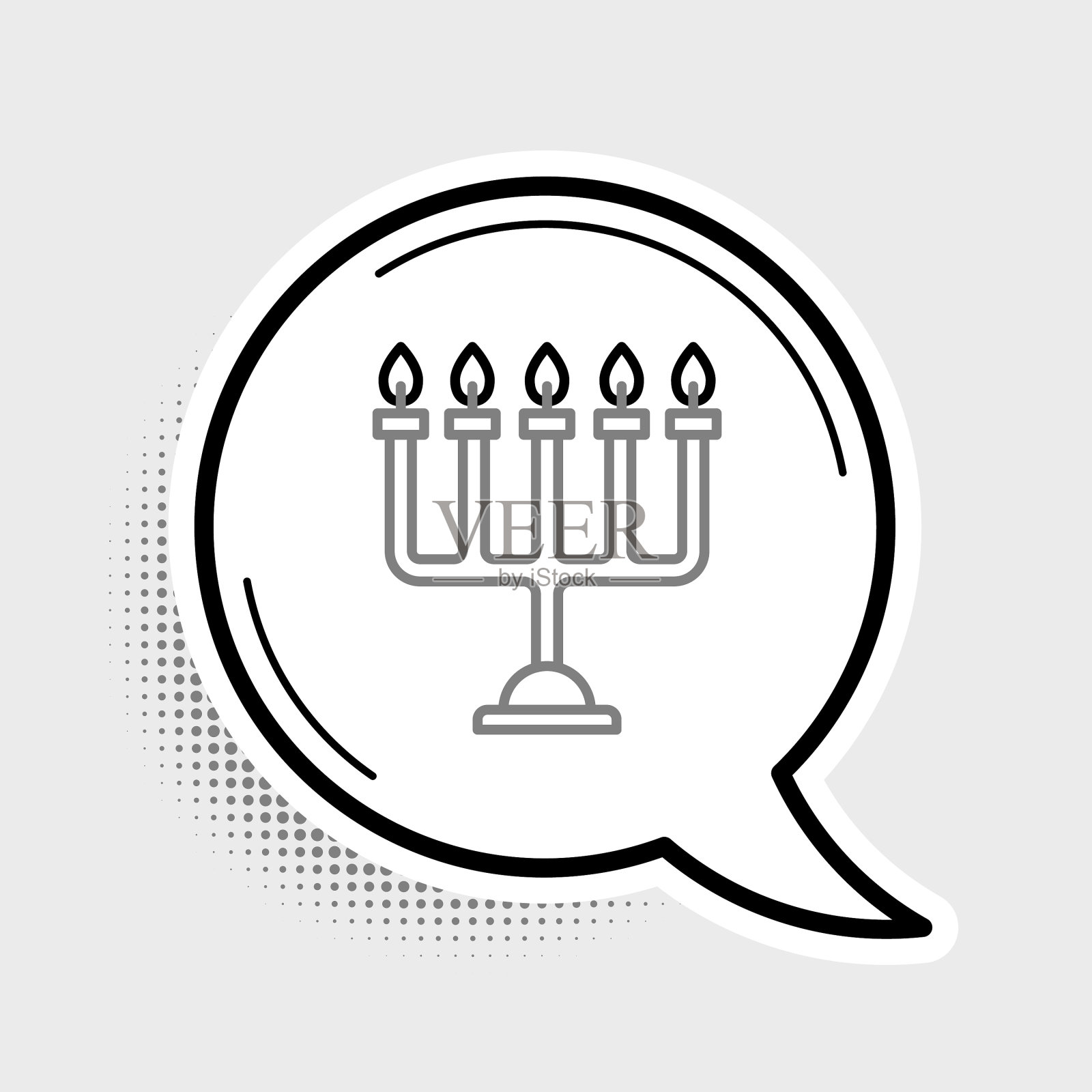 光明节烛台图标孤立在灰色线插画图片素材