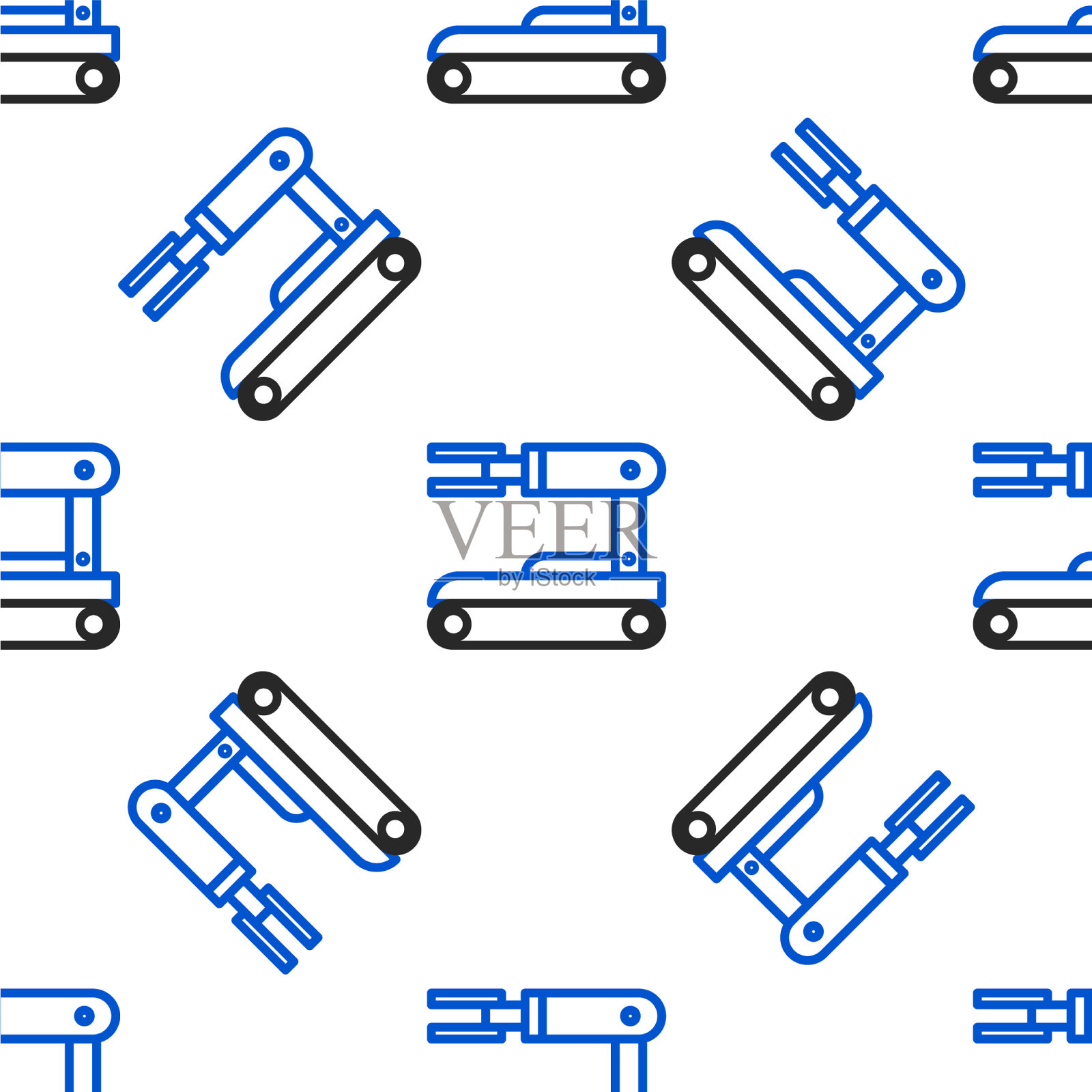线机器人图标隔离无缝模式上的白色插画图片素材