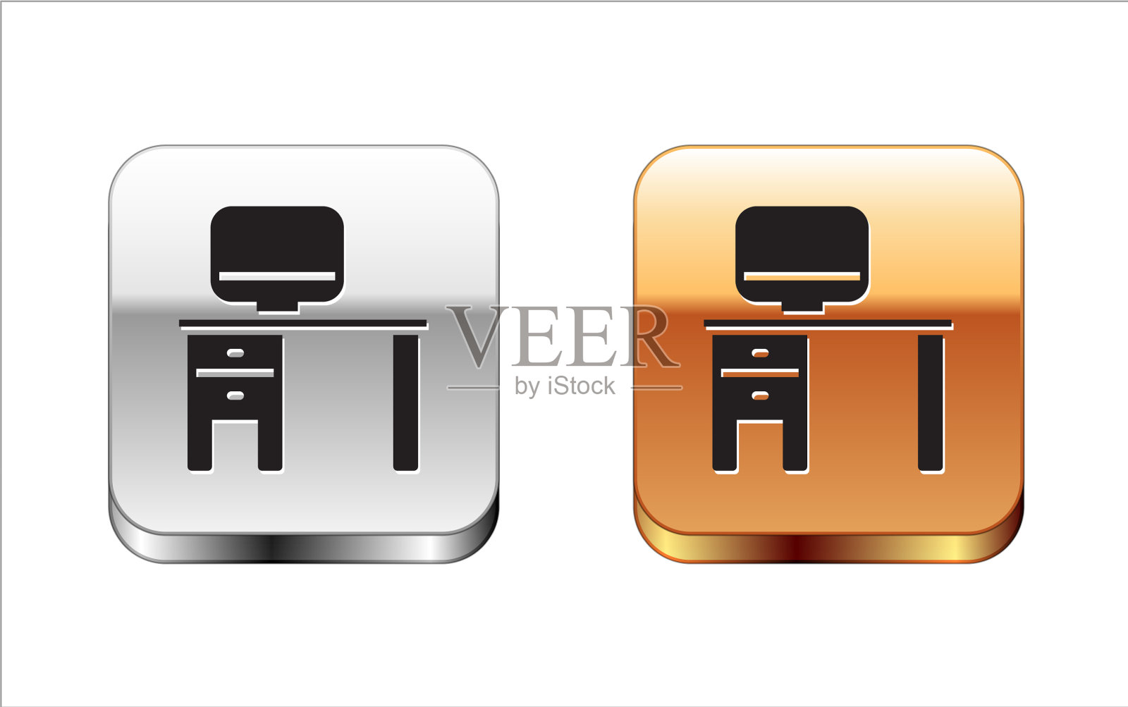 黑色电脑显示器和桌面图标隔离开图标素材