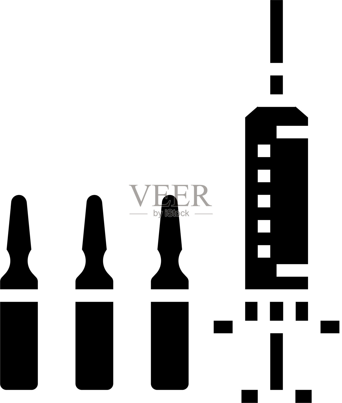 疫苗注射器字形图标黑色插画图片素材