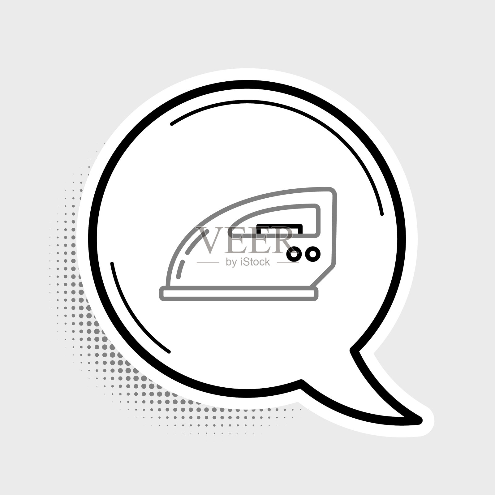 线路电熨斗图标孤立在灰色上插画图片素材