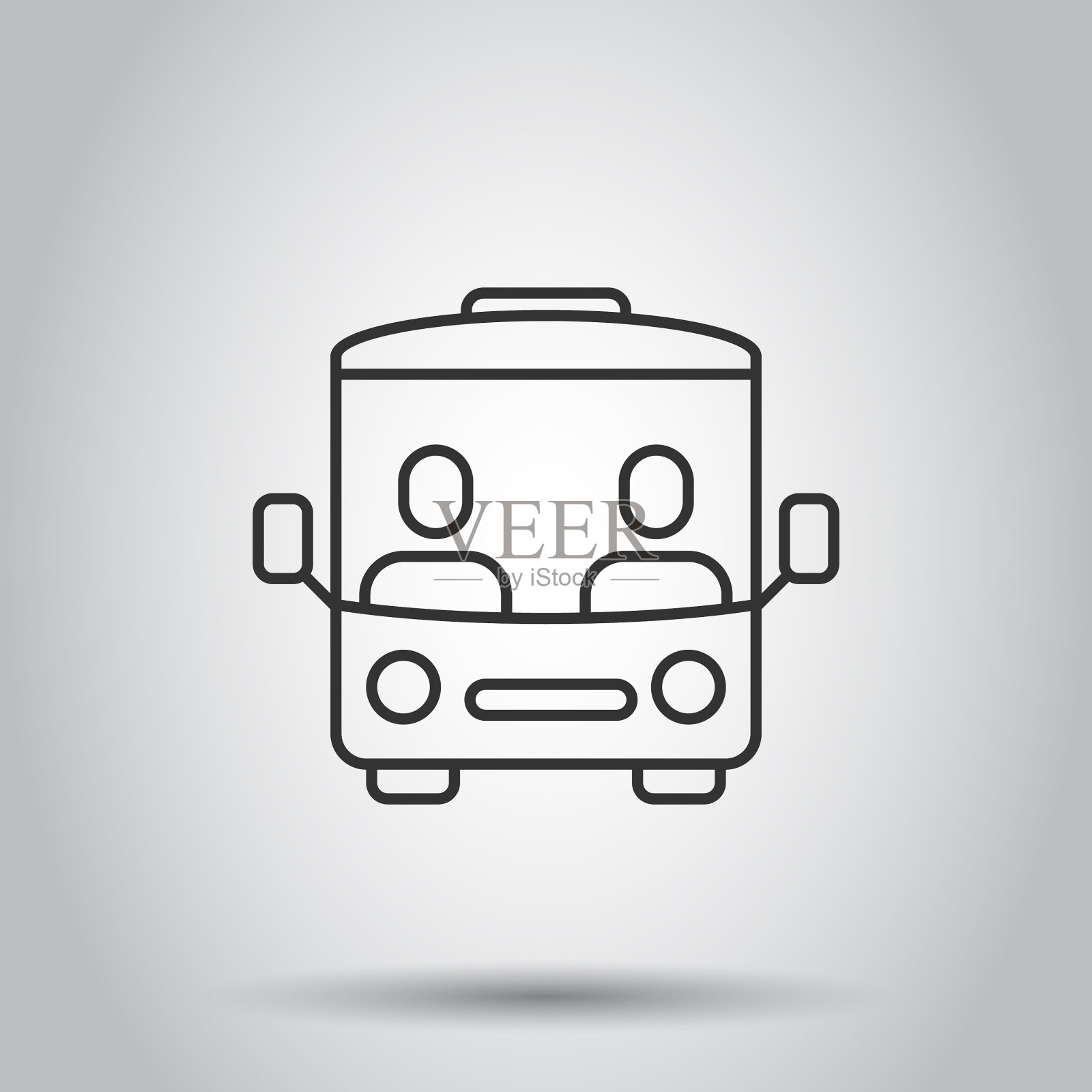 巴士图标在扁平式客车上,白色孤立插画图片素材