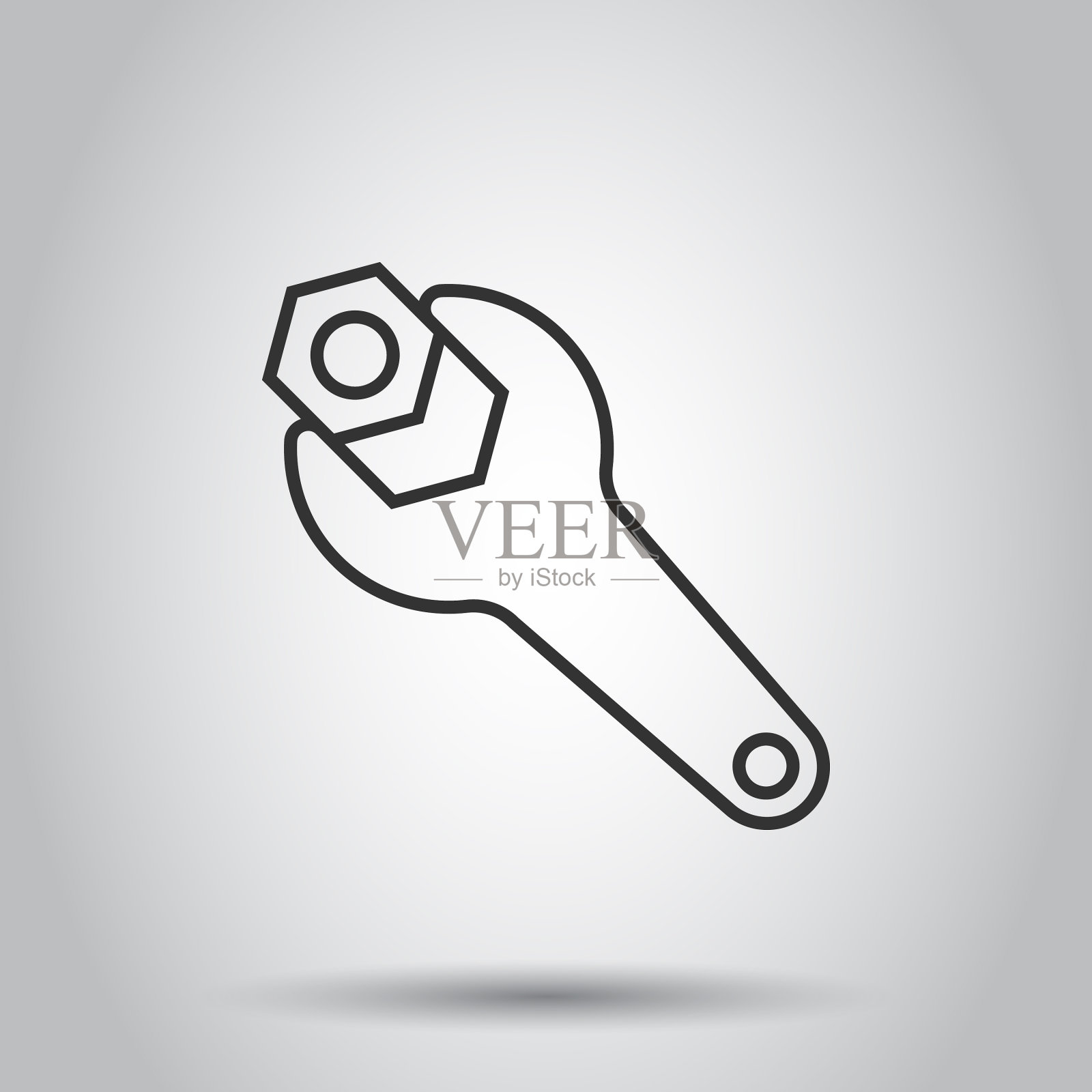 扳手图标在平式扳手键上的白色插画图片素材