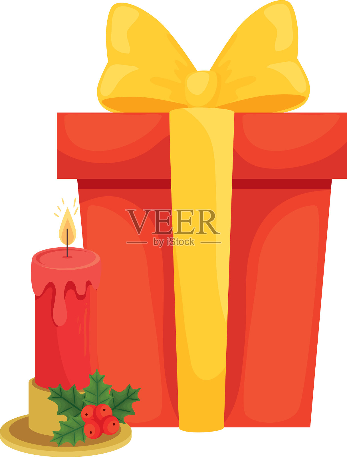 圣诞礼物和蜡烛设计快乐设计元素图片
