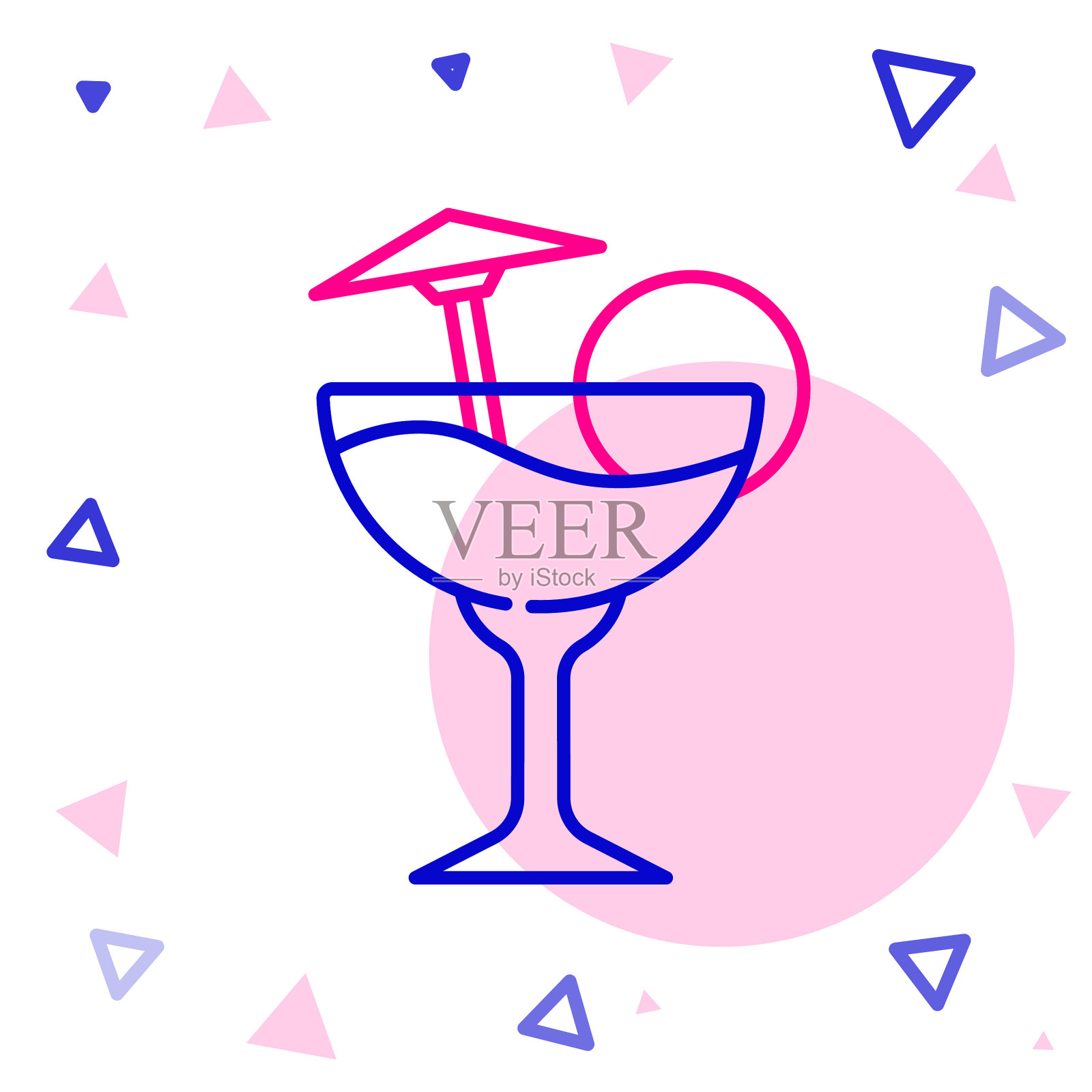 带伞图标的鸡尾酒和酒精饮料插画图片素材